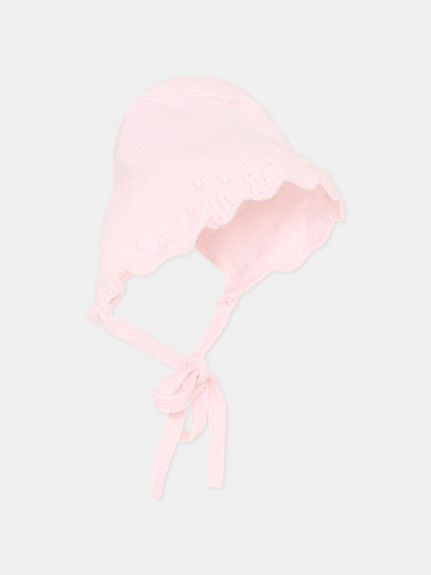 Cuffia rosa con laccetti per neonata,Paz Rodríguez,011 113396 30 H56