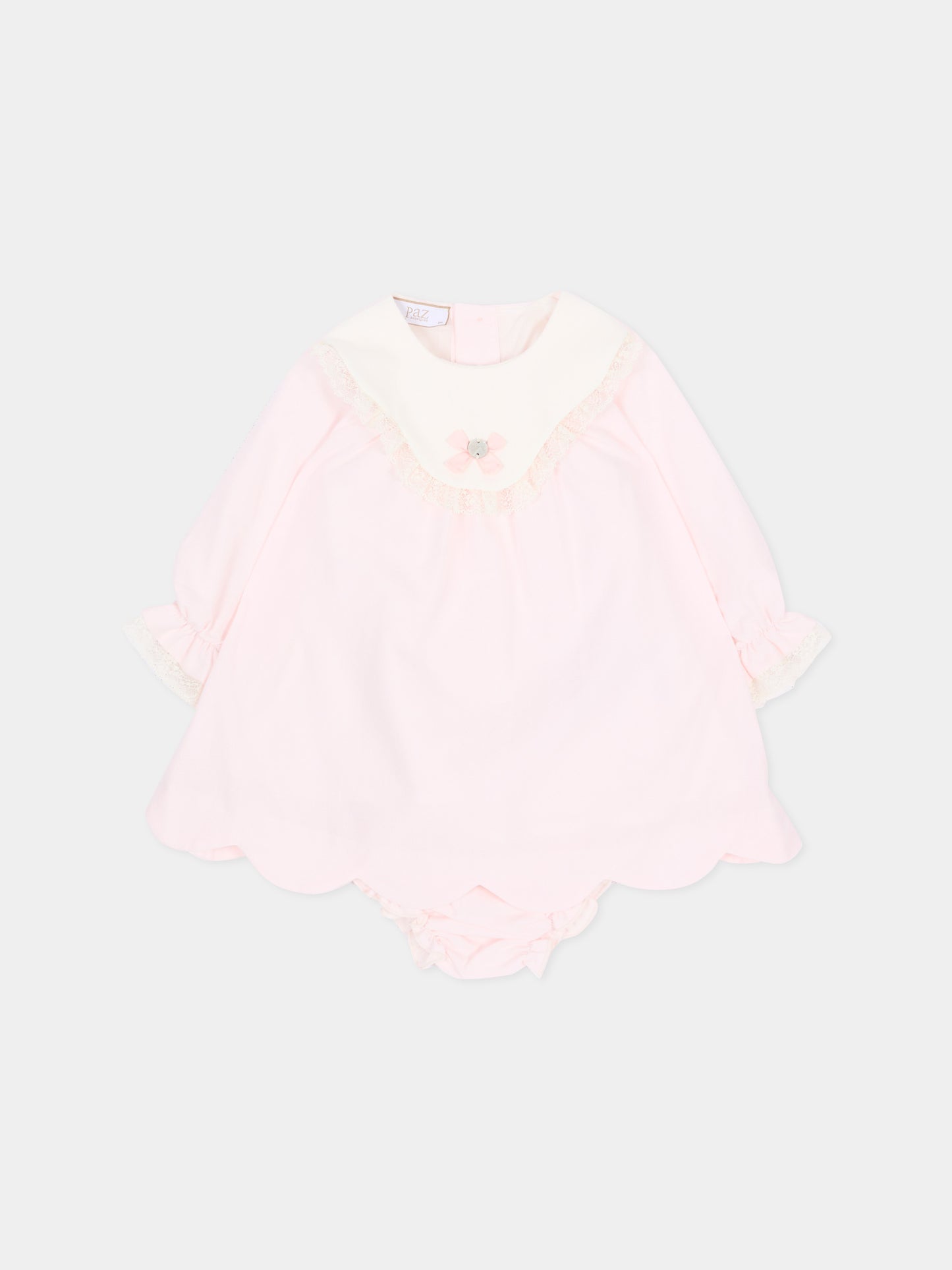 Abito elegante rosa per neonata con pizzo,Paz Rodríguez,104 154222 30 T2153