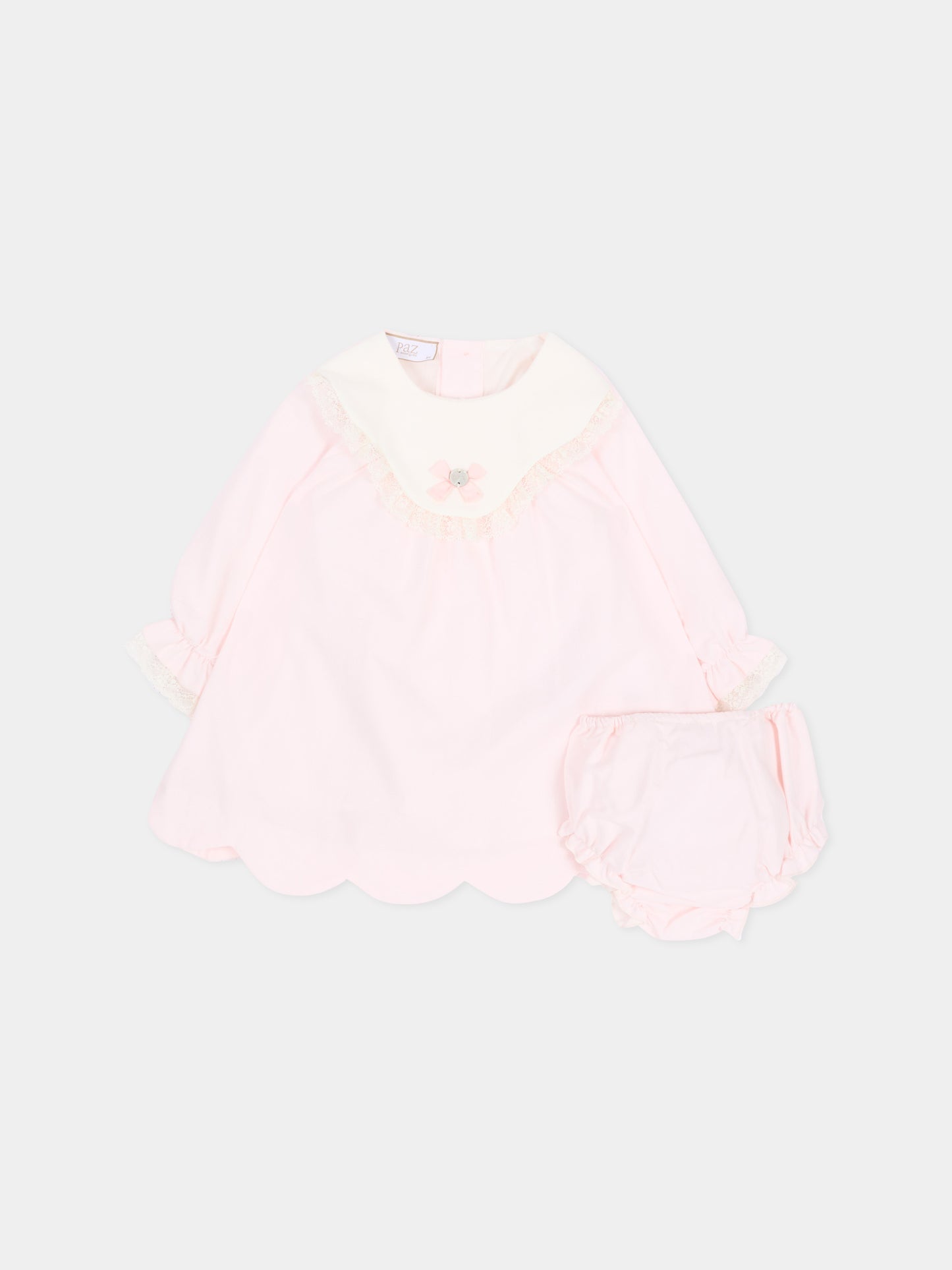Abito elegante rosa per neonata con pizzo,Paz Rodríguez,104 154222 30 T2153