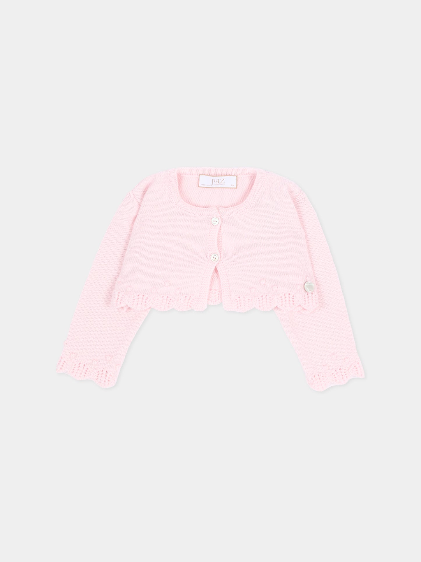 Cardigan rosa per neonata in maglia,Paz Rodríguez,001 113395 30 H56