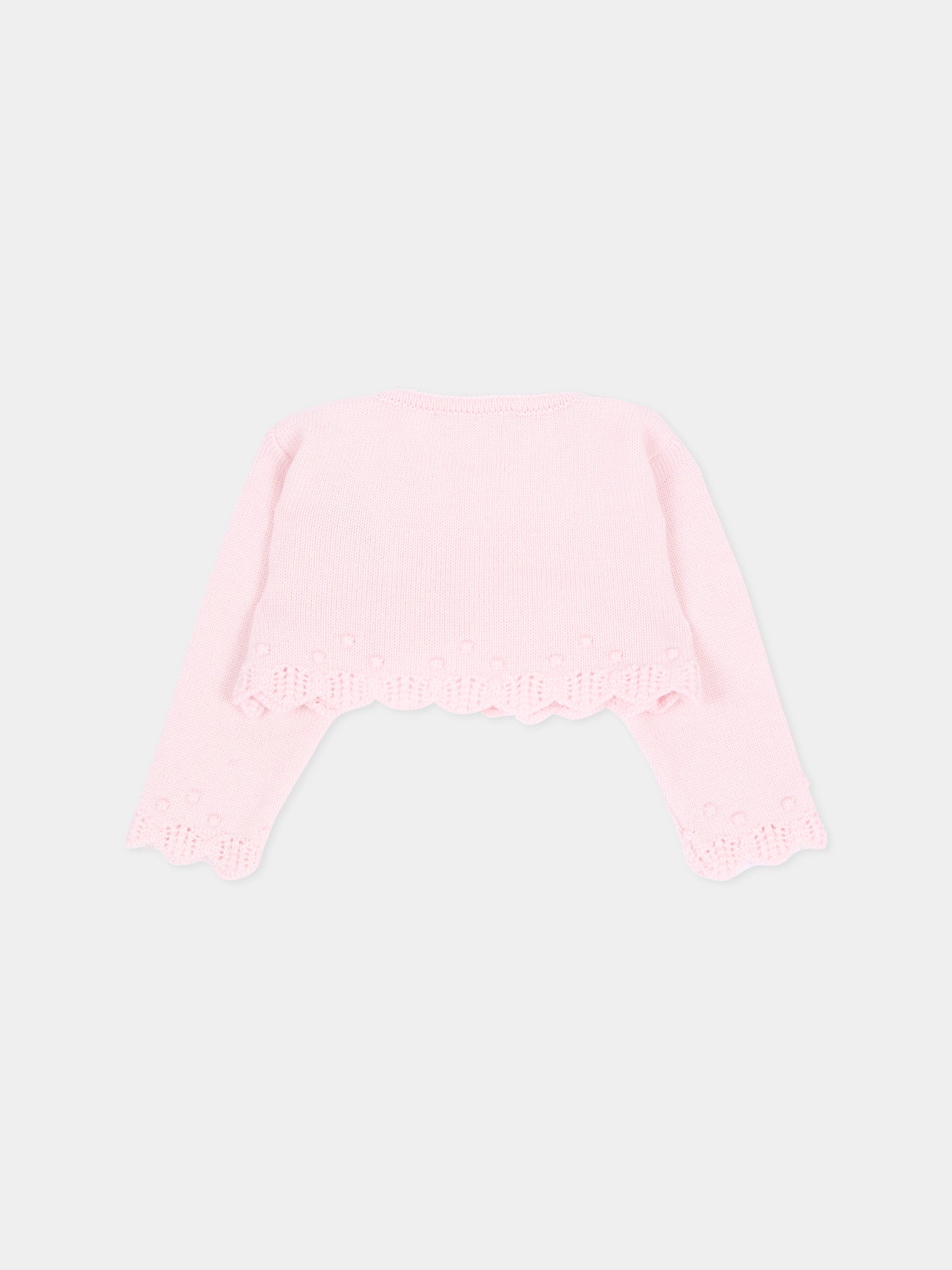 Cardigan rosa per neonata in maglia,Paz Rodríguez,001 113395 30 H56
