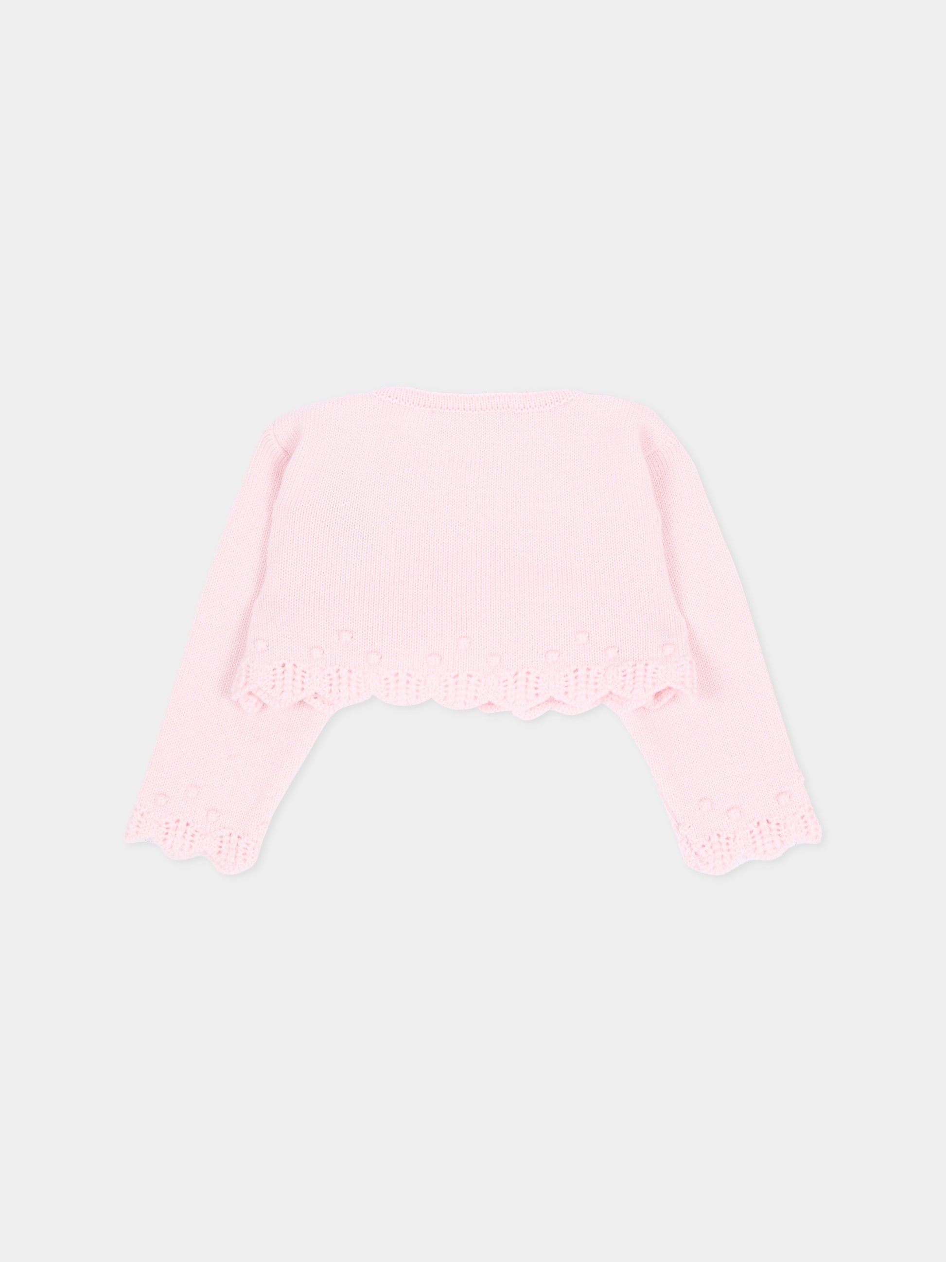 Cardigan rosa per neonata in maglia,Paz Rodríguez,001 113395 30 H56