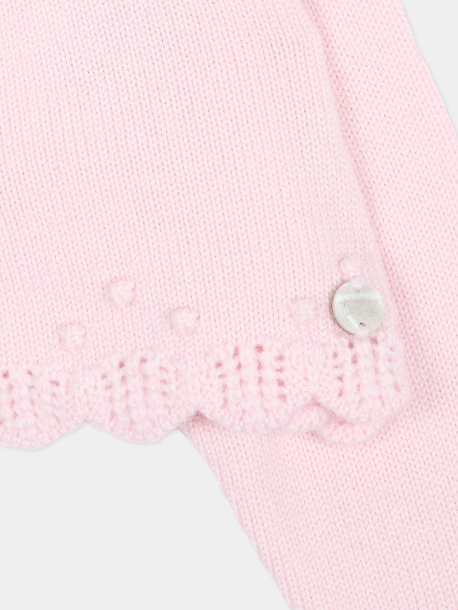 Cardigan rosa per neonata in maglia,Paz Rodríguez,001 113395 30 H56