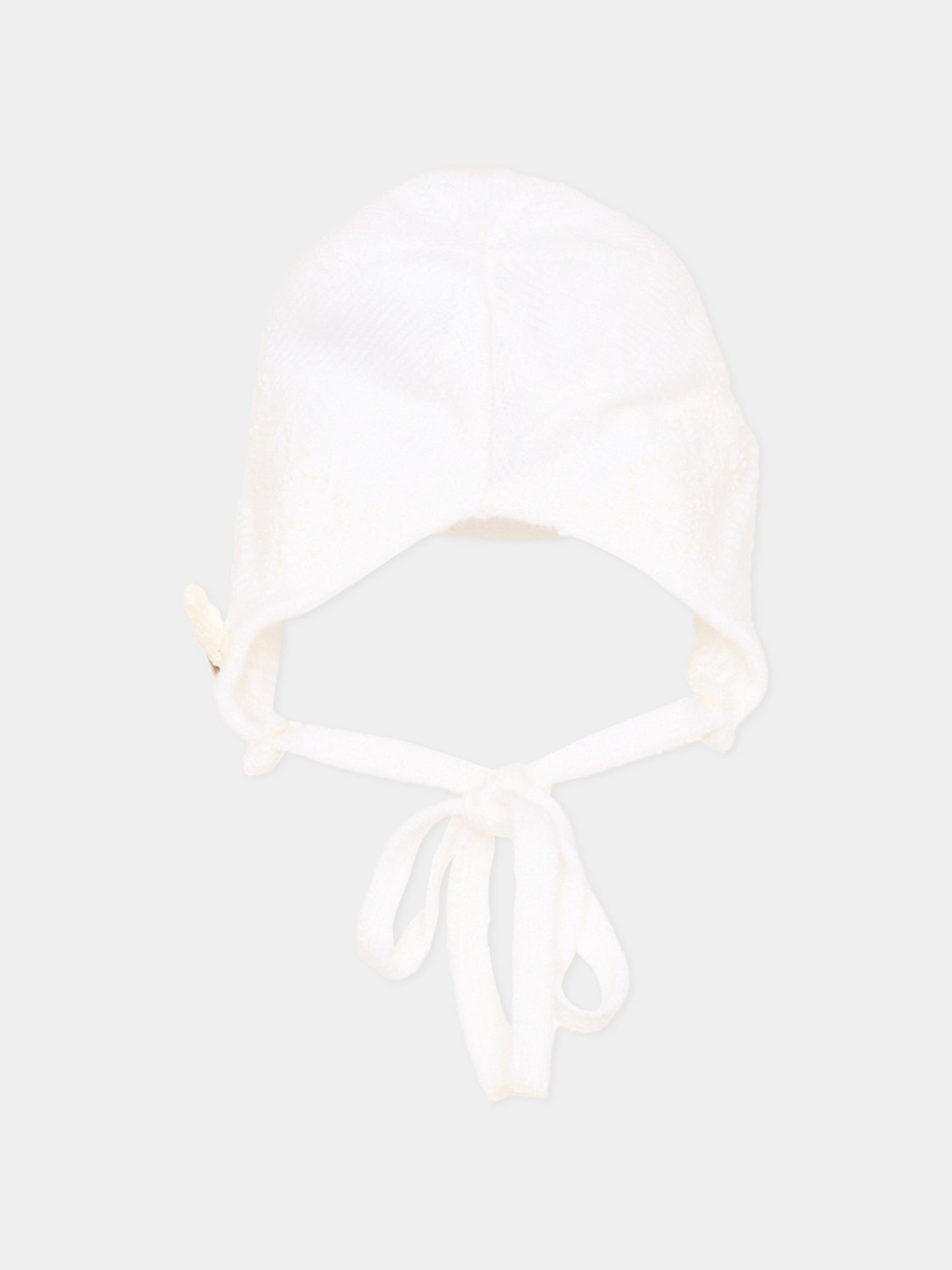 Cuffia bianca con laccetti per neonati,Paz Rodríguez,011 114011 6060 H56