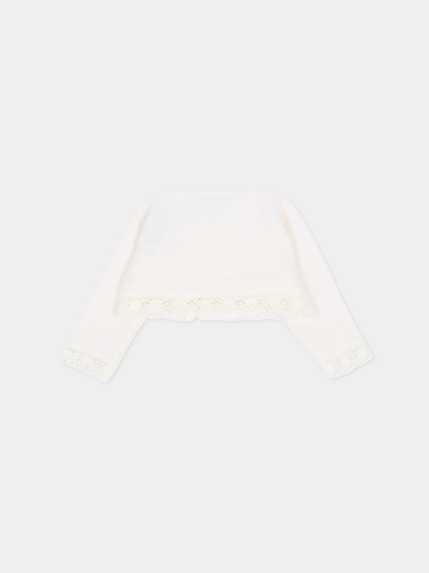 Cardigan avorio per neonata in maglia,Paz Rodríguez,001 114022 6060 H56