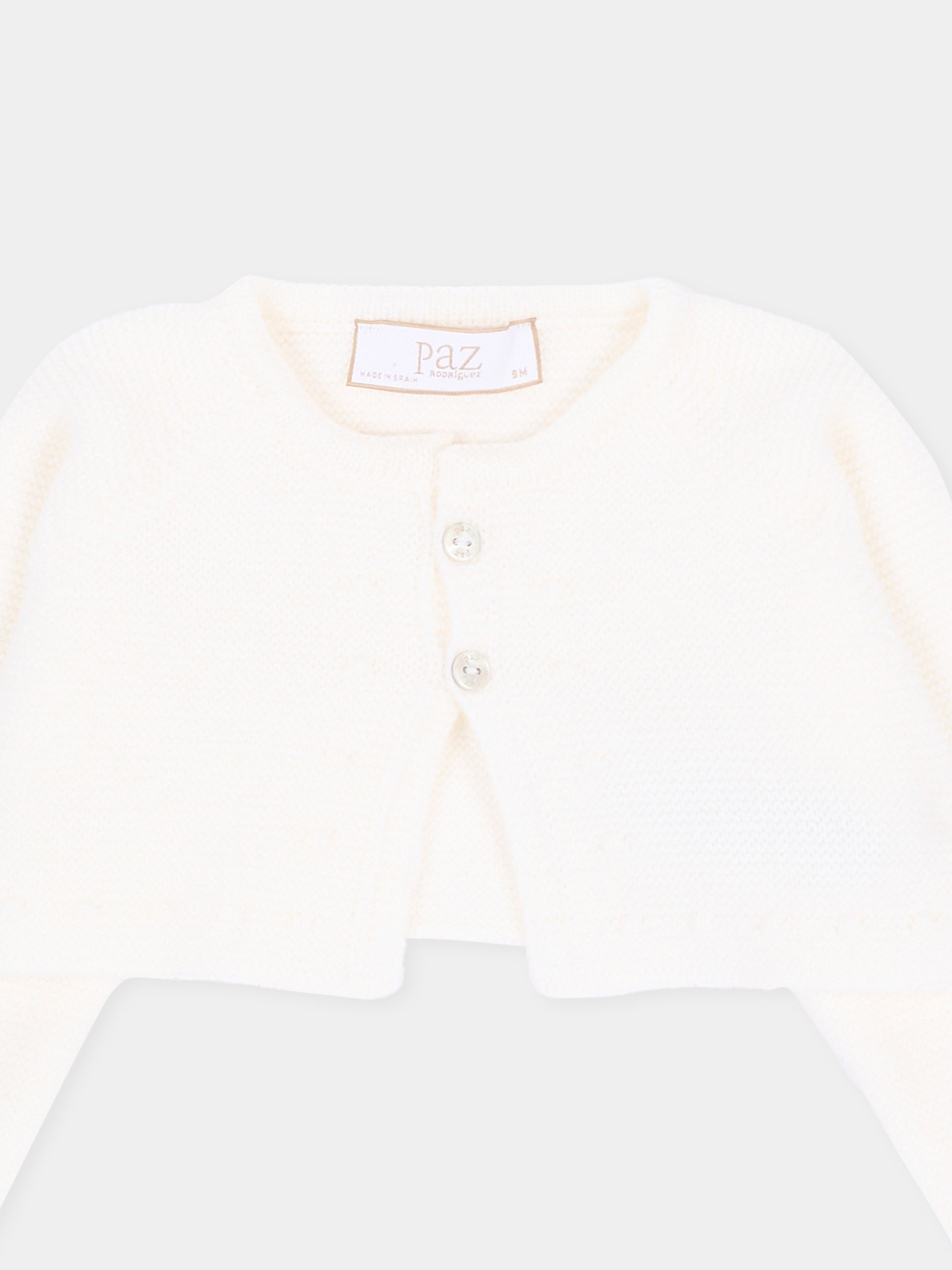 Cardigan avorio per neonati in maglia,Paz Rodríguez,001 112834 60 H56