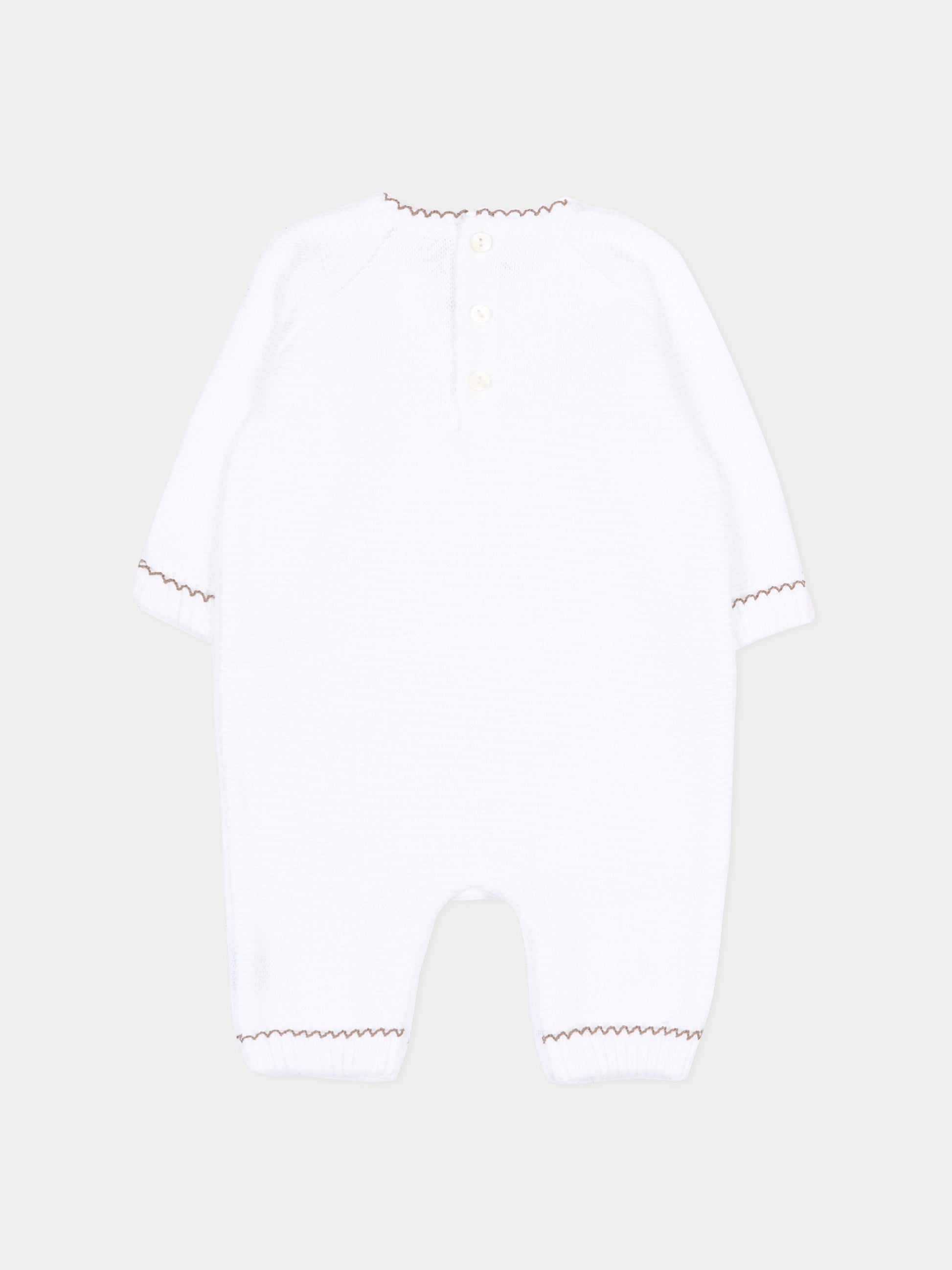 Tutina bianca per neonati in maglia,Little Bear,3103 BCO/CACAO