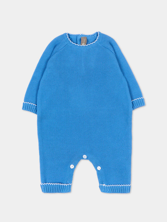 Tutina azzurra per neonato in maglia,Little Bear,3103 AZZURRO/BCO