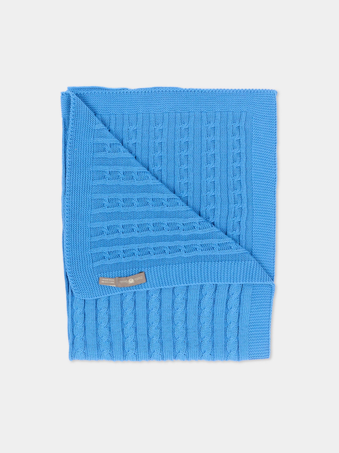 Coperta azzurra per neonato a trecce,Little Bear,3107 AZZURRO