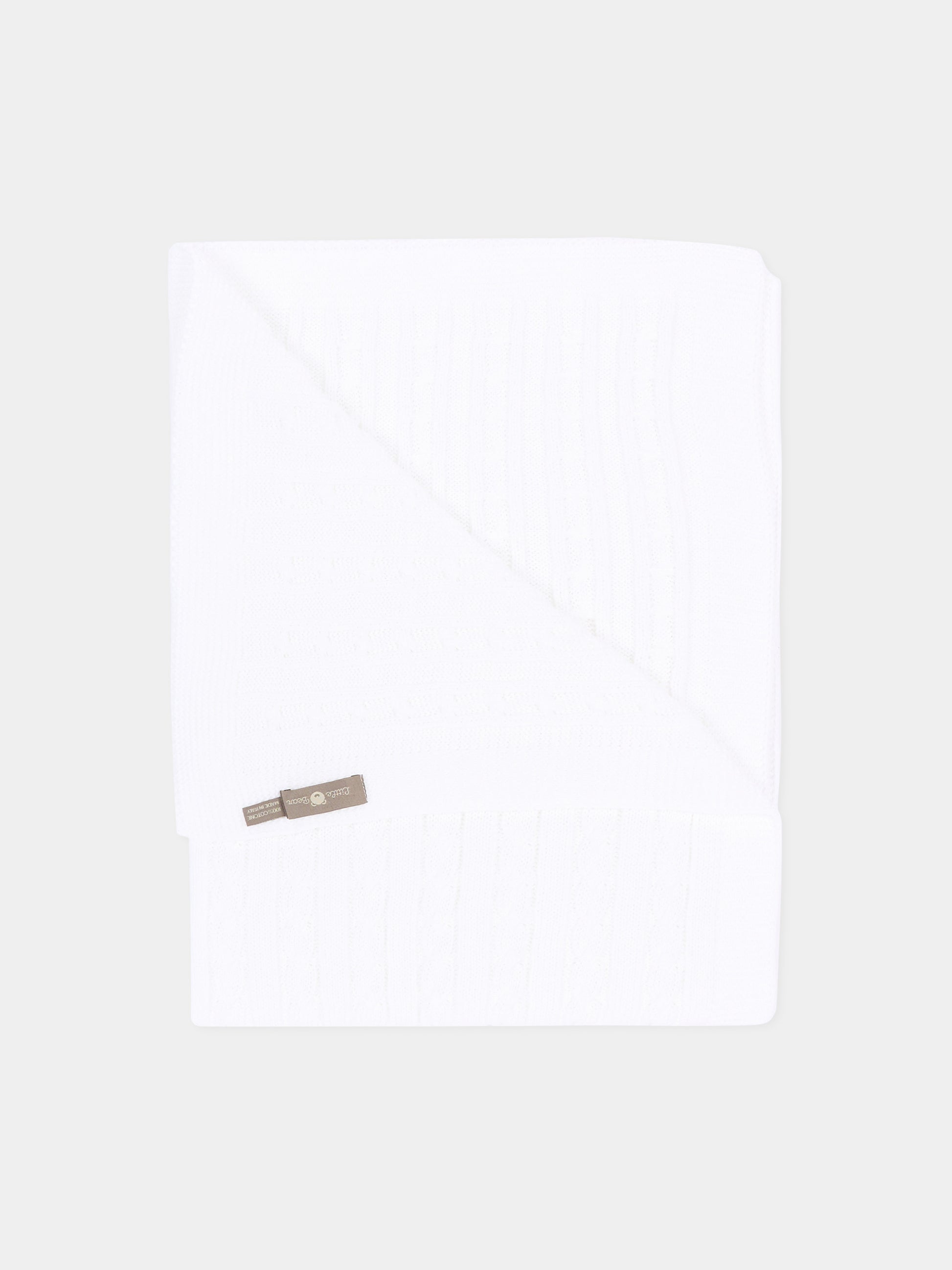 Coperta bianca per neonati a trecce,Little Bear,3107 BIANCO