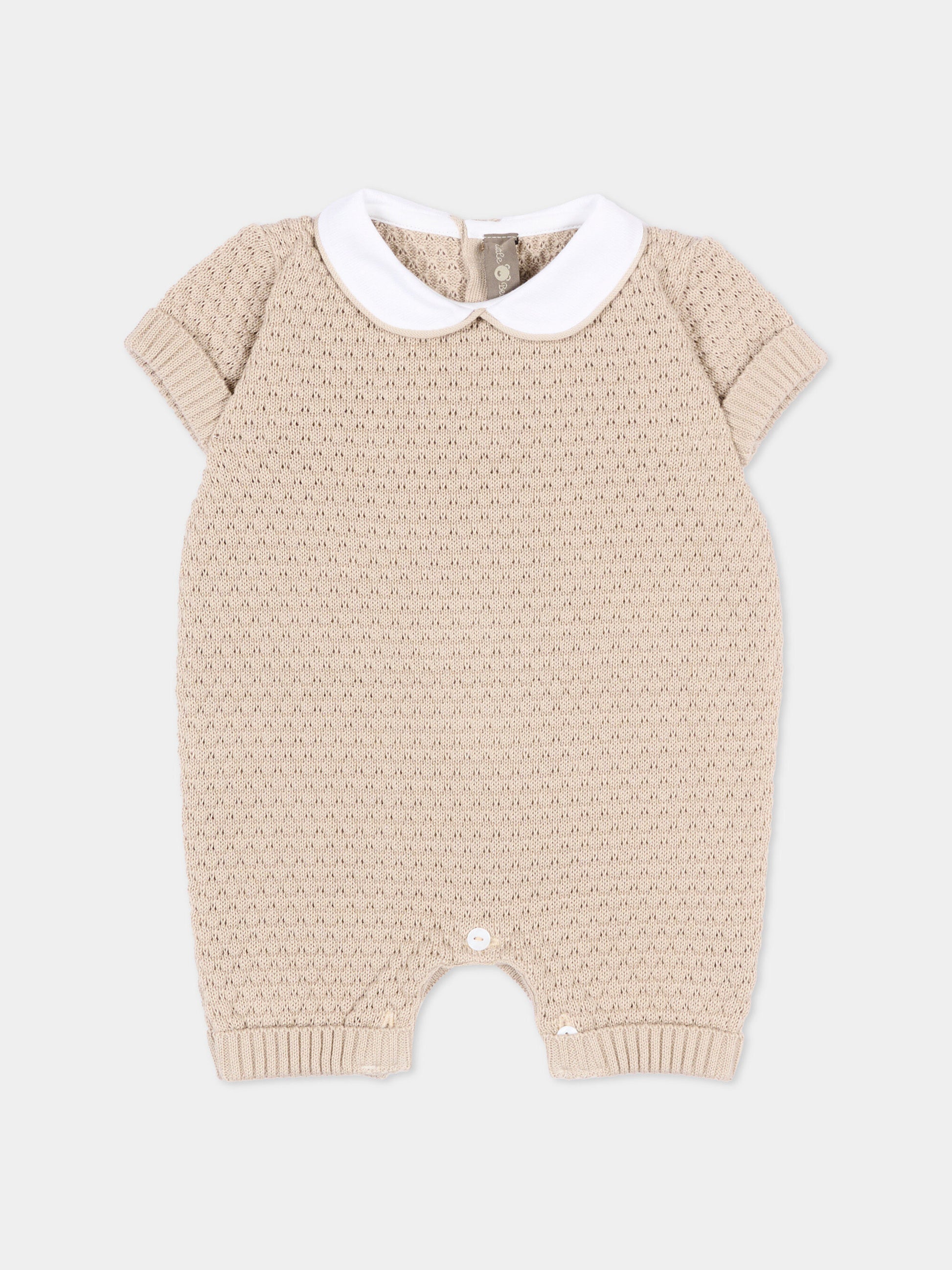 Pagliaccetto beige per neonati traforato,Little Bear,3114 CORDA