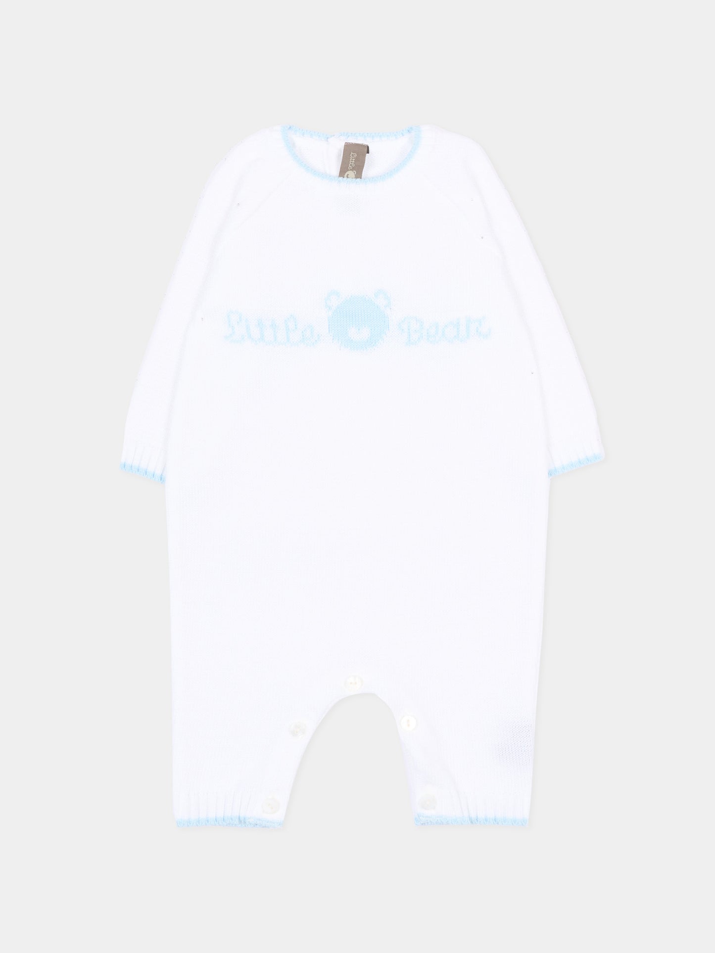 Tutina bianca per neonato con logo,Little Bear,3123 BCO/CIELO