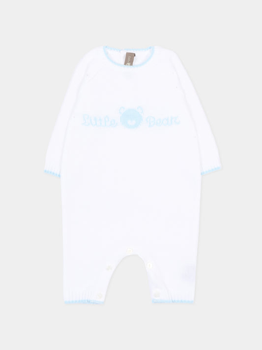 Tutina bianca per neonato con logo,Little Bear,3123 BCO/CIELO