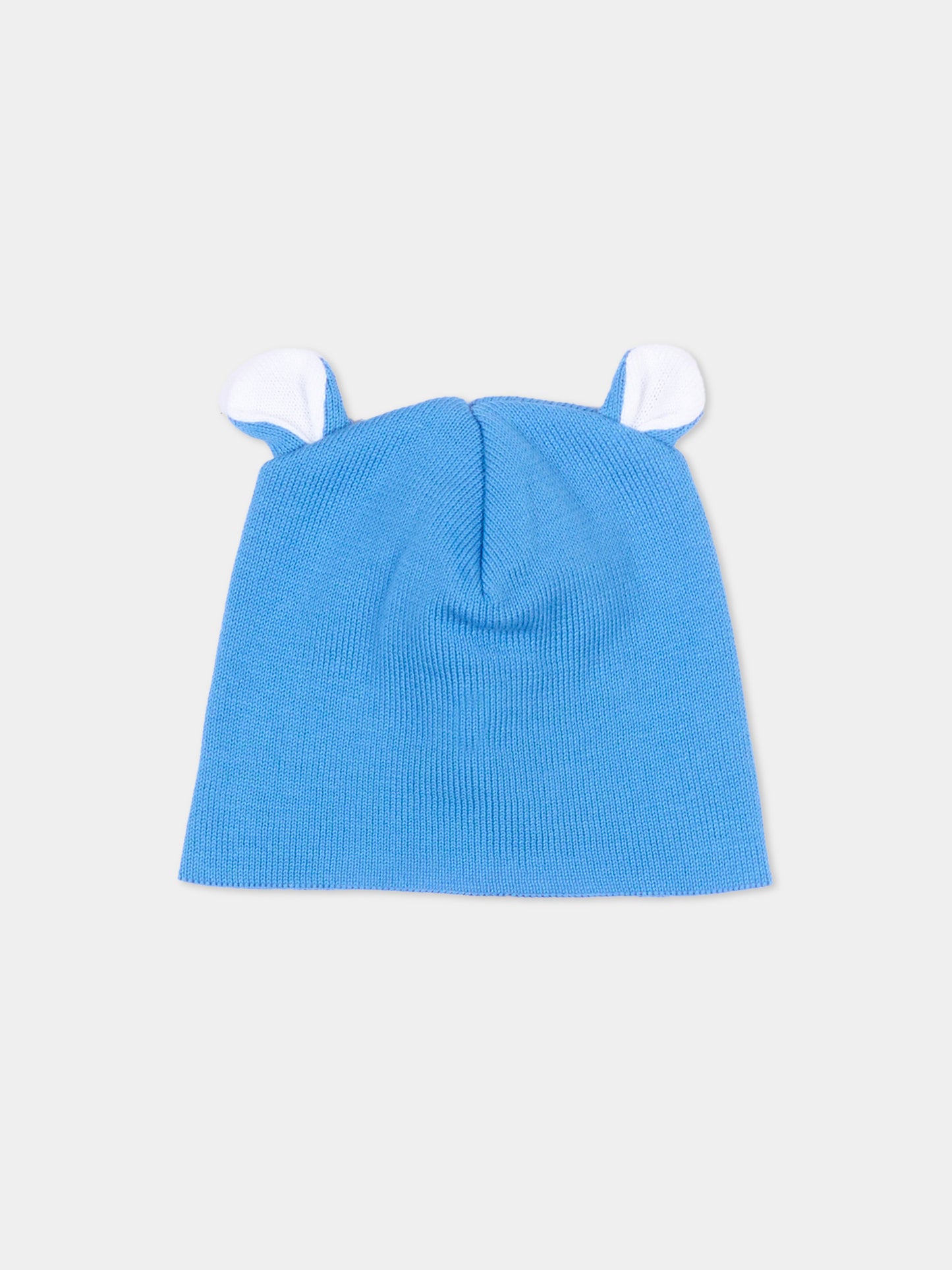 Cappello azzurro per neonato con orecchie,Little Bear,3139 AZZURRO/BCO