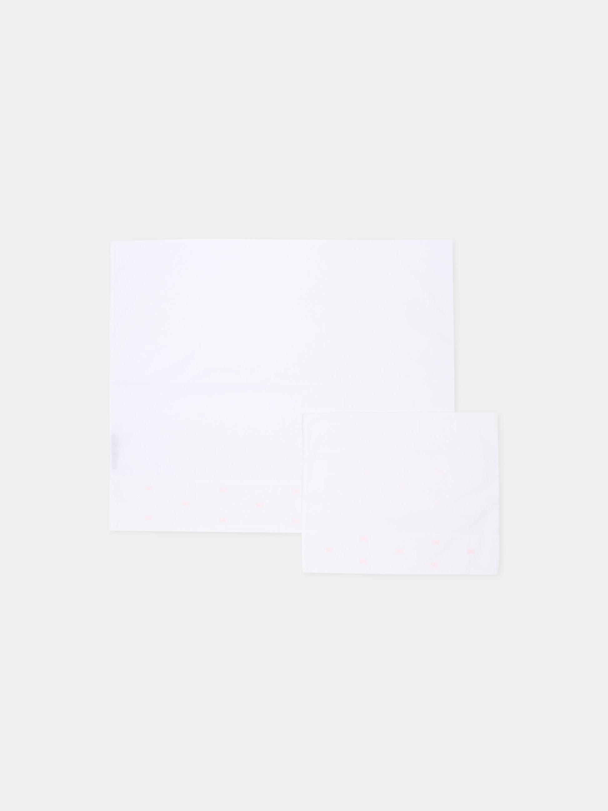 Lenzuola bianche per neonata con fiocchi,Little Bear,2041 BCO/ROSA