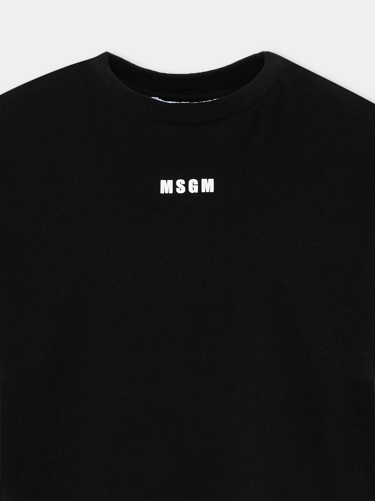 T-Shirt nera per bambino con logo,Msgm Kids,F6MSJBTH245 110