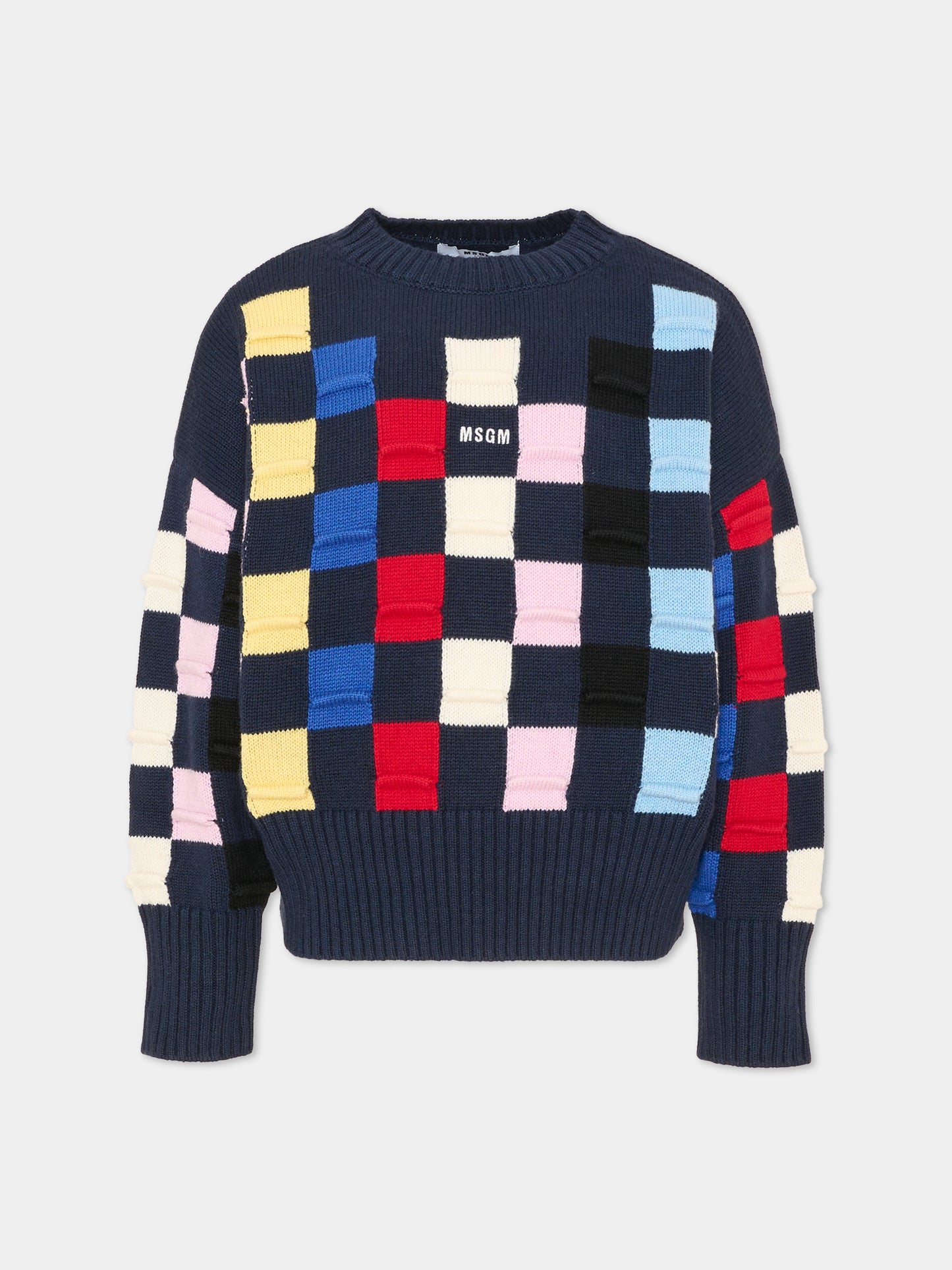 Maglione blu per bambina con motivo grafico,Msgm Kids,F6MSJGJP059 MS032
