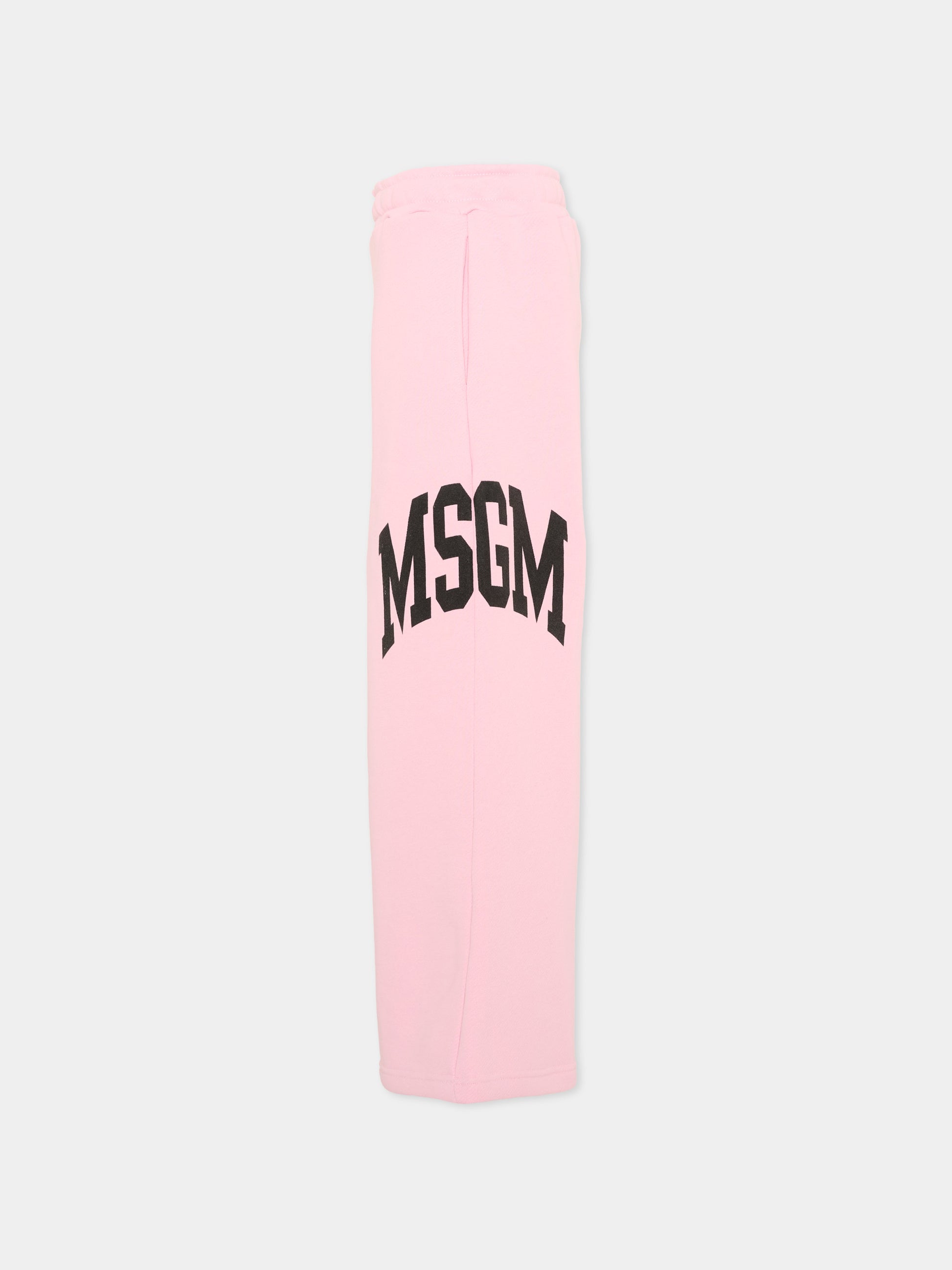 Pantaloni sportivi rosa per bambina con logo,Msgm Kids,F6MSJGFP040 MS090