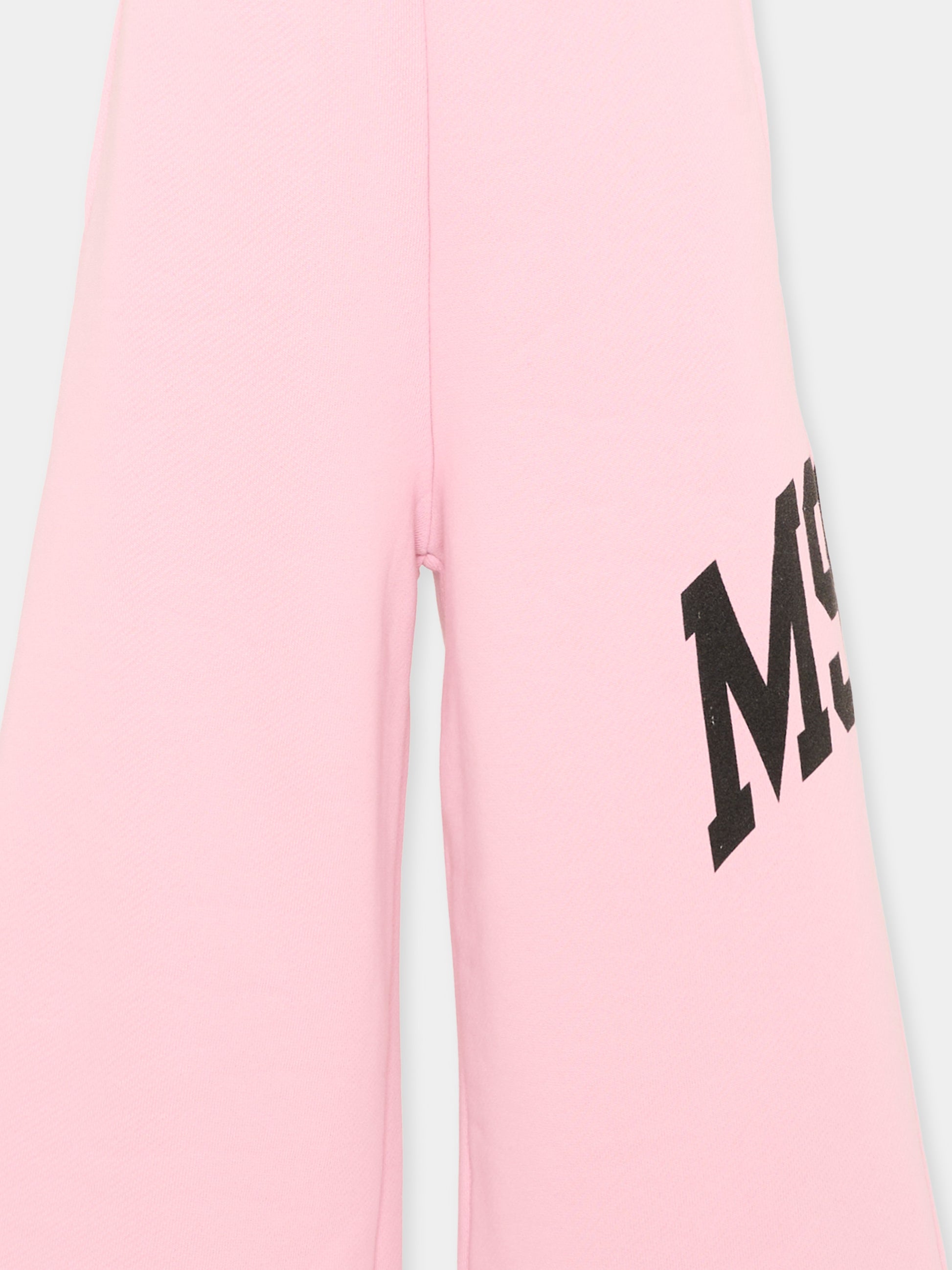 Pantaloni sportivi rosa per bambina con logo,Msgm Kids,F6MSJGFP040 MS090