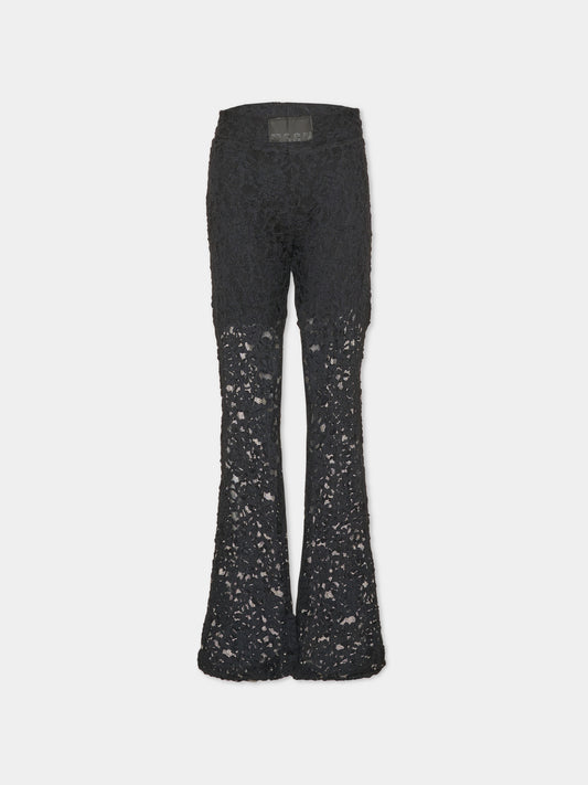 Pantalone nero per bambina in pizzo,Msgm Kids,F6MSJGLG130 110