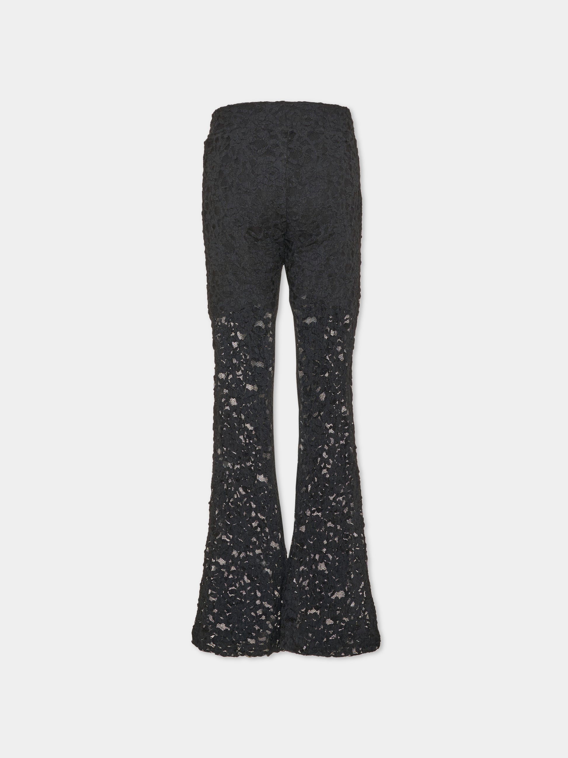Pantalone nero per bambina in pizzo,Msgm Kids,F6MSJGLG130 110