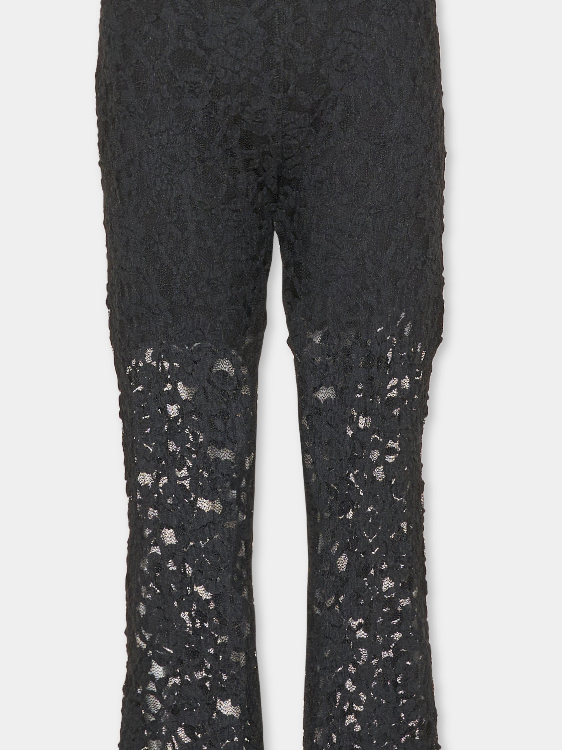 Pantalone nero per bambina in pizzo,Msgm Kids,F6MSJGLG130 110