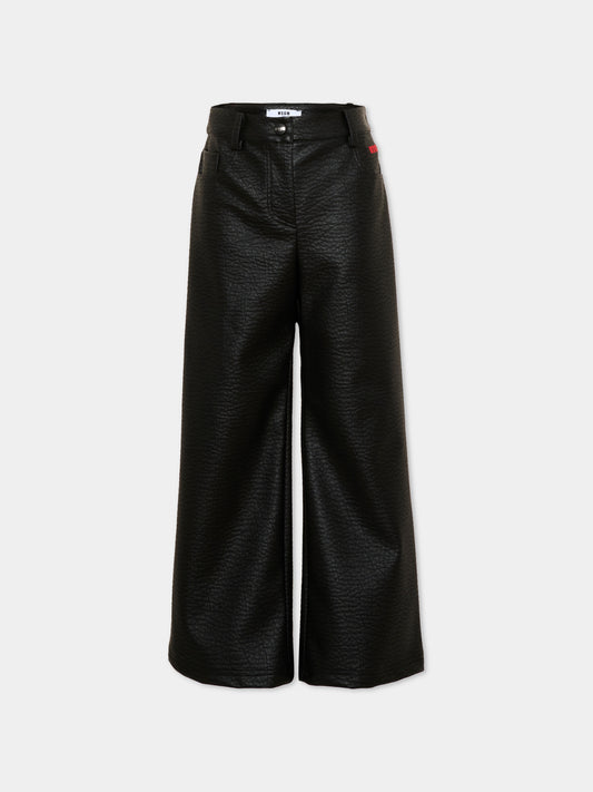 Pantalone nero per bambina con logo,Msgm Kids,F6MSJGPA125 110