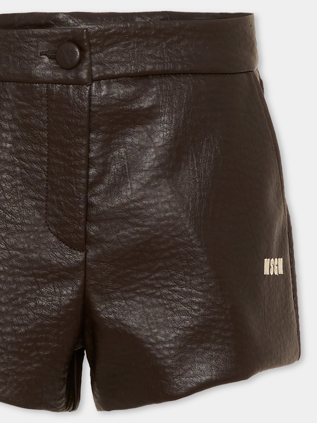 Shorts marrone per bambina con logo,Msgm Kids,F6MSJGSH080 943
