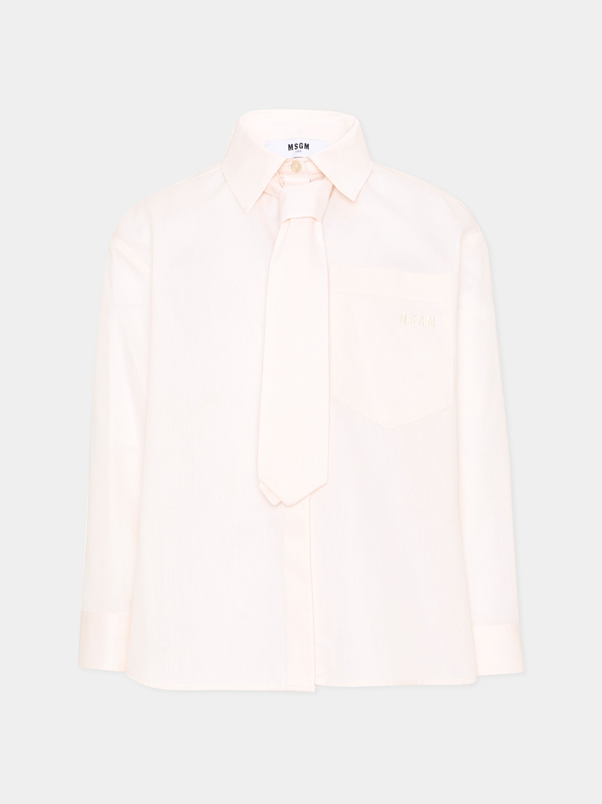 Camicia rosa con cravatta per bambina,Msgm Kids,F6MSJGSI114 013