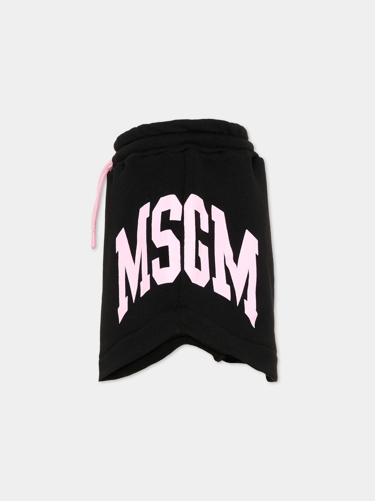 Gonna nera per bambina con logo rosa,Msgm Kids,F6MSJGSK033 110