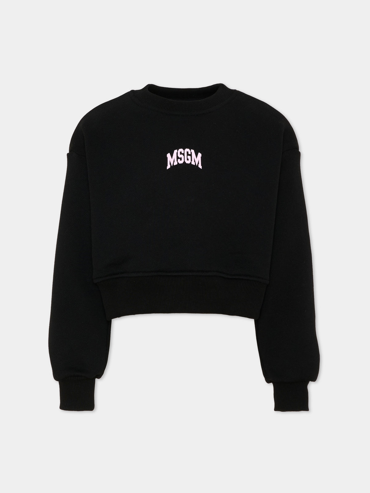 Felpa nera per bambina con logo,Msgm Kids,F6MSJGSW030 110