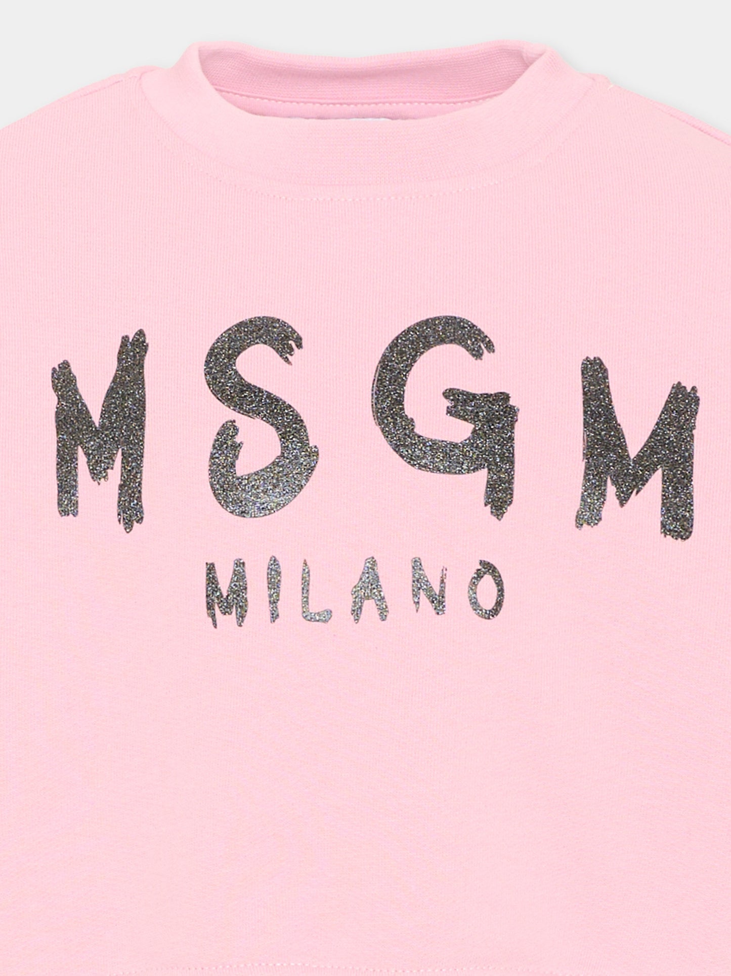 Felpa rosa per bambina con logo,Msgm Kids,F6MSJGSW047 MS090