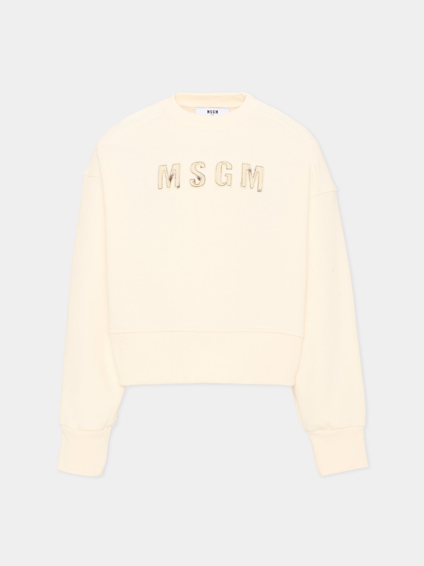 Felpa girocollo avorio per bambina,Msgm Kids,F6MSJGSW068 013