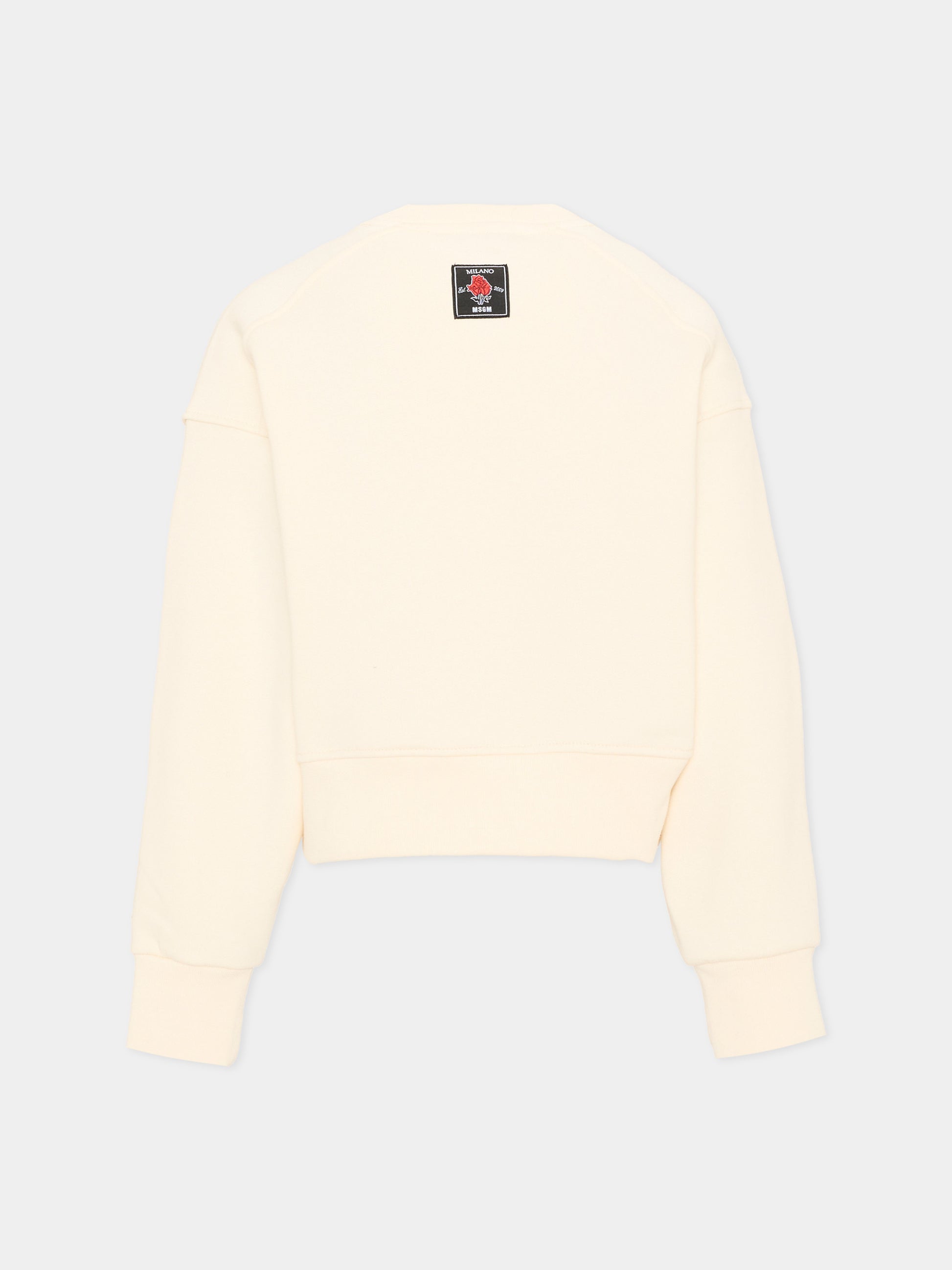 Felpa girocollo avorio per bambina,Msgm Kids,F6MSJGSW068 013