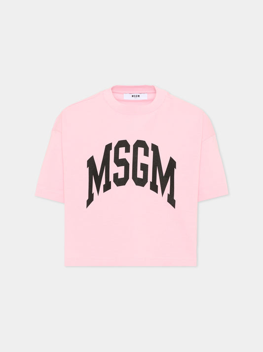 T-Shirt rosa logo MSGM per bambina,Msgm Kids,F6MSJGTH042 MS090