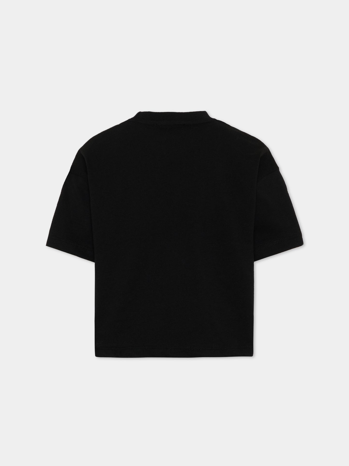 T-Shirt nera per bambina con logo,Msgm Kids,F6MSJGTH046 MS092
