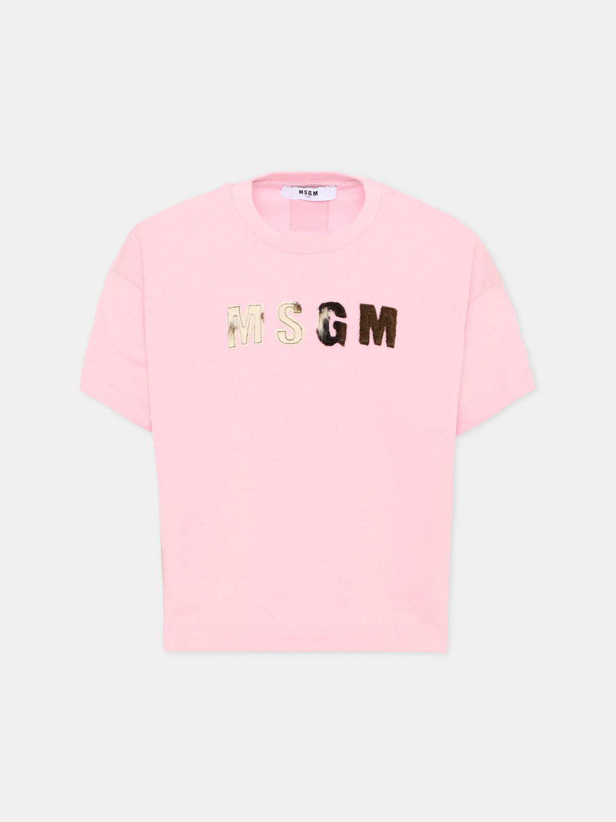 T-shirt rosa per bambina con logo,Msgm Kids,F6MSJGTH067 MS090