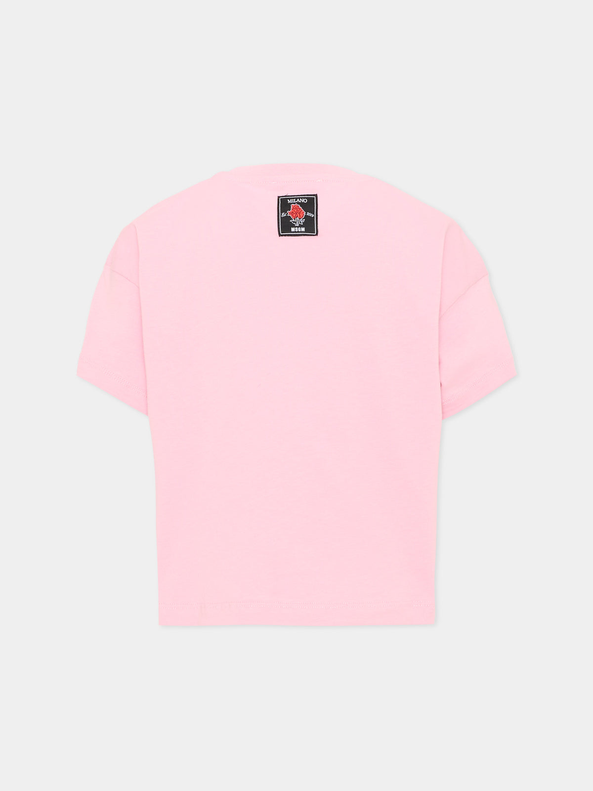 T-shirt rosa per bambina con logo,Msgm Kids,F6MSJGTH067 MS090