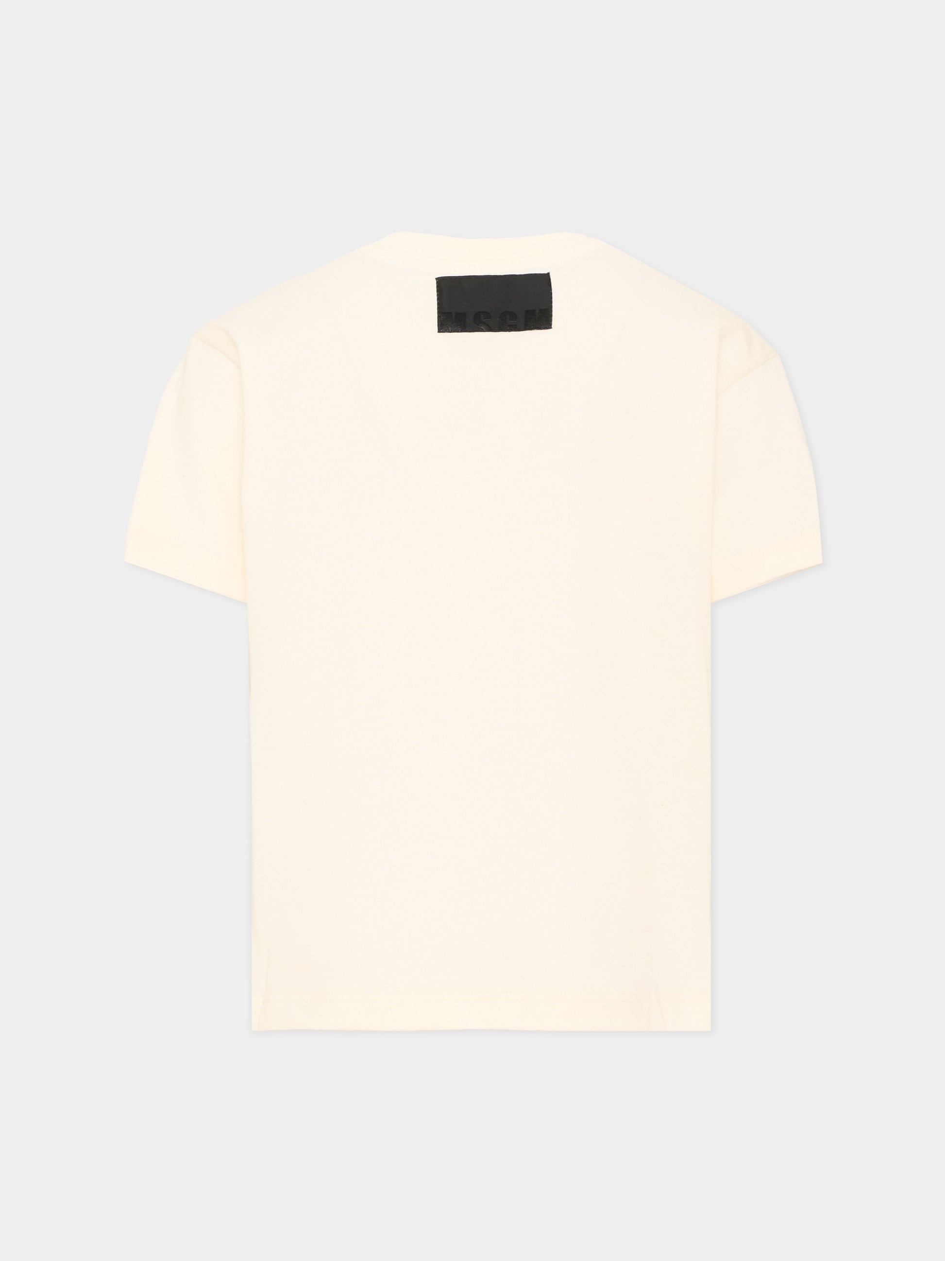 T-shirt avorio per bambina con logo,Msgm Kids,F6MSJGTH096 013/05