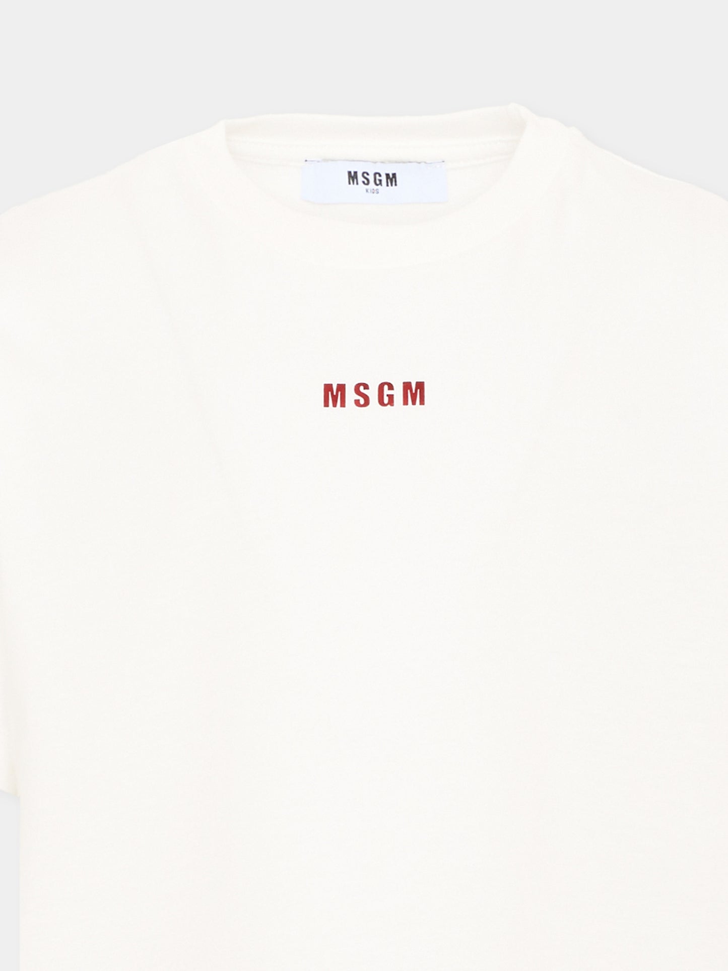 T-Shirt avorio per bambina con logo,Msgm Kids,F6MSJGTH121 002