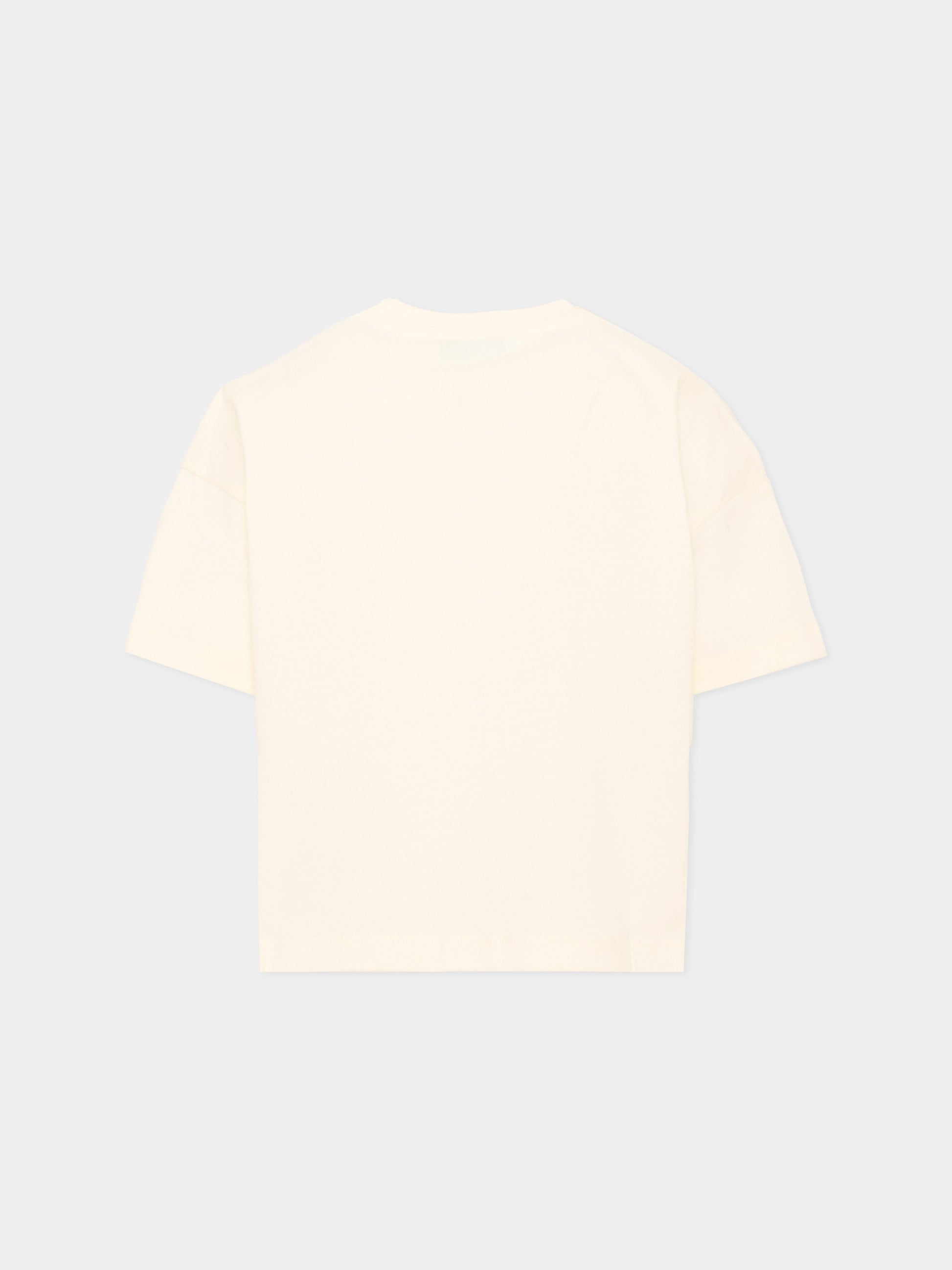 T-shirt avorio per bambina con logo,Msgm Kids,F6MSJGTH209 013