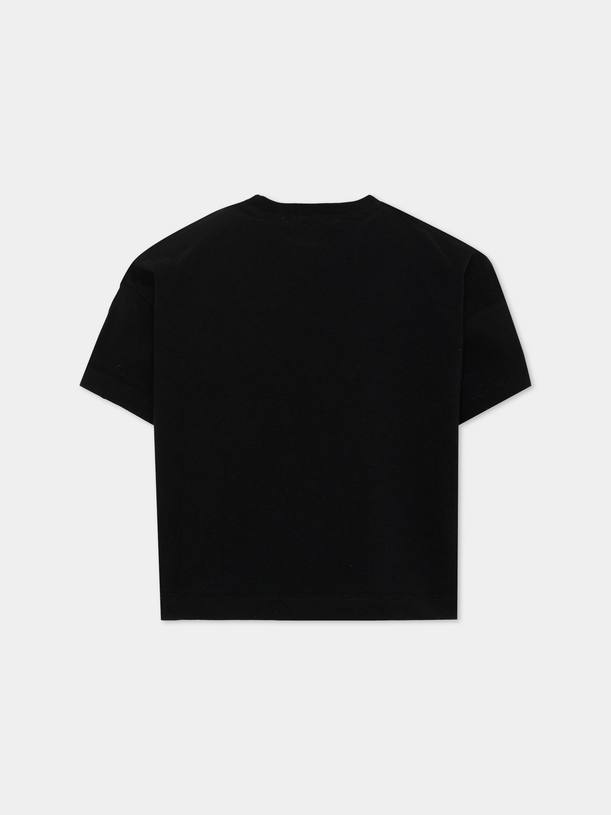 T-shirt nera per bambina con logo,Msgm Kids,F6MSJGTH209 110