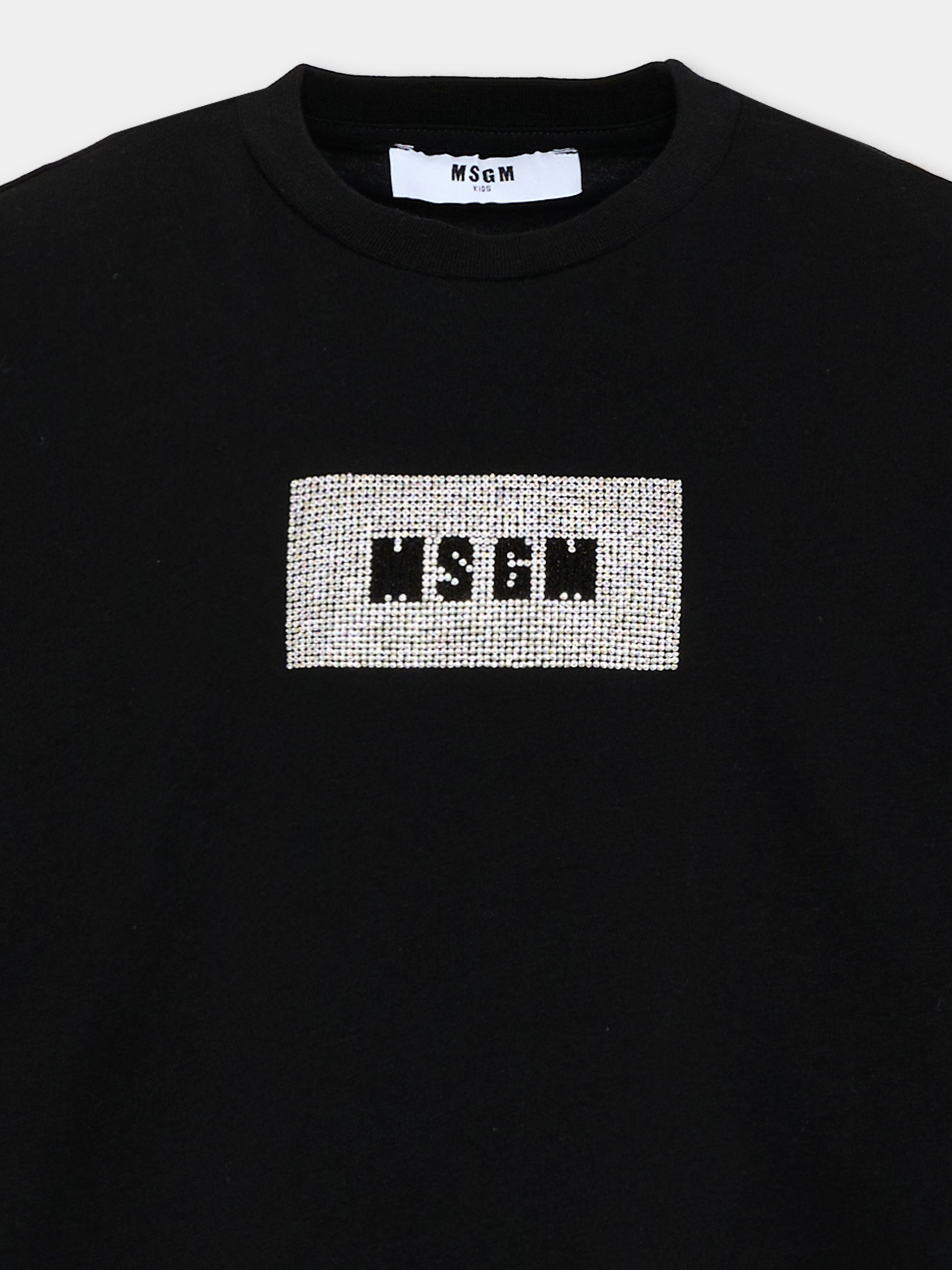 T-shirt nera per bambina con logo,Msgm Kids,F6MSJGTH209 110