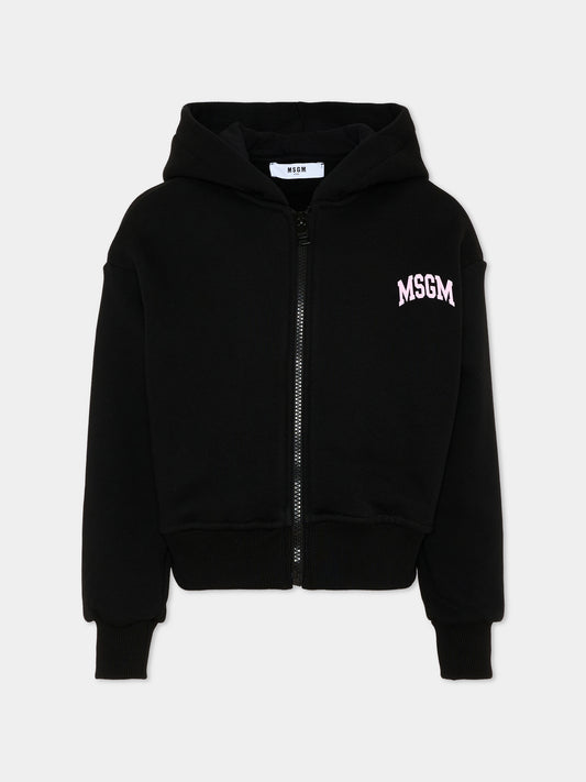 Felpa nera per bambina con logo,Msgm Kids,F6MSJGZH032 110