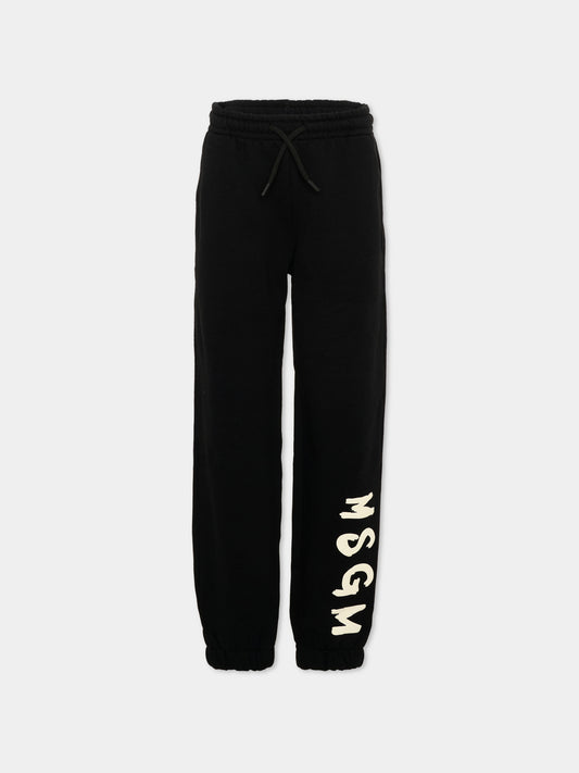 Pantaloni sportivi neri per bambini con logo,Msgm Kids,F6MSJUFP013 110