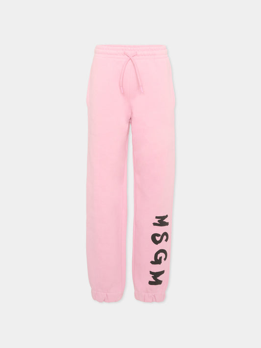 Pantaloni sportivi rosa per bambina con logo,Msgm Kids,F6MSJUFP013 MS090