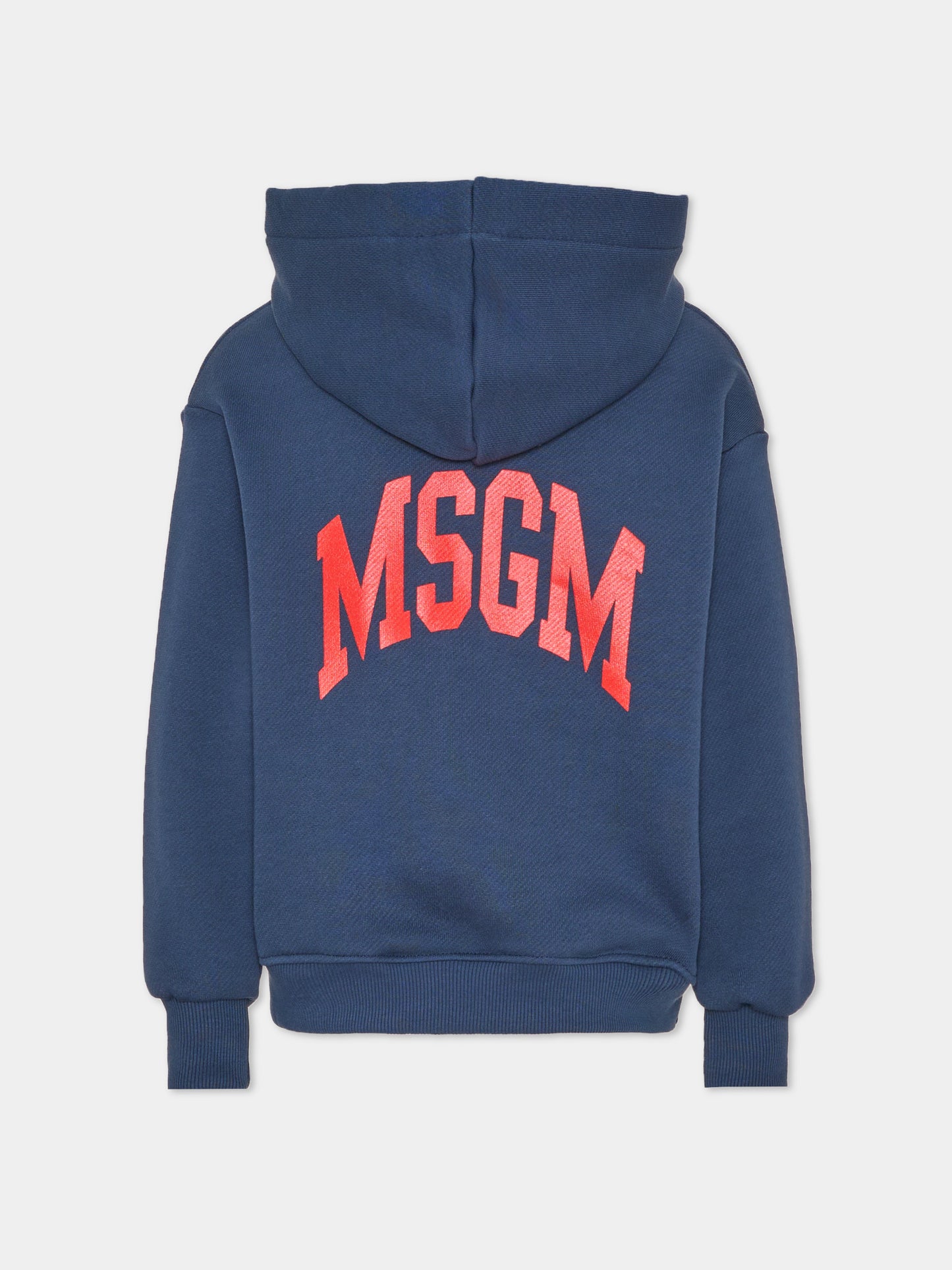 Felpa con cappuccio blu per bambini con logo,Msgm Kids,F6MSJUHS024 MS032