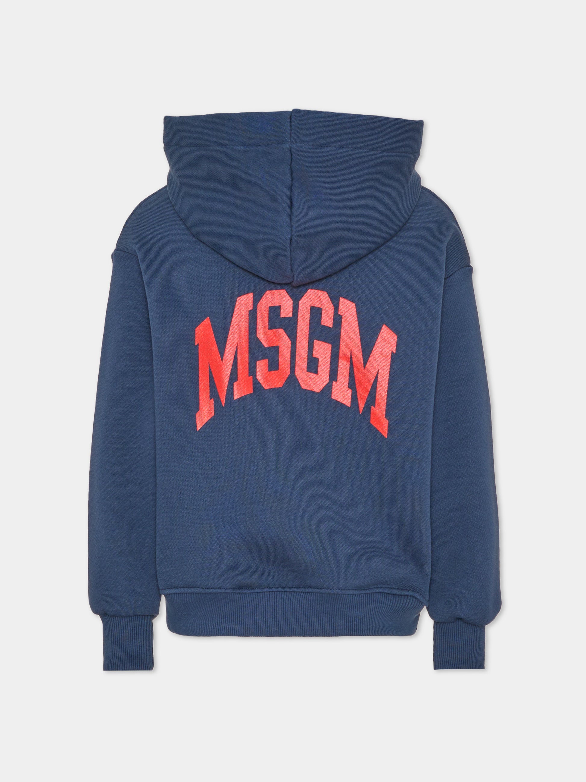 Felpa con cappuccio blu per bambini con logo,Msgm Kids,F6MSJUHS024 MS032