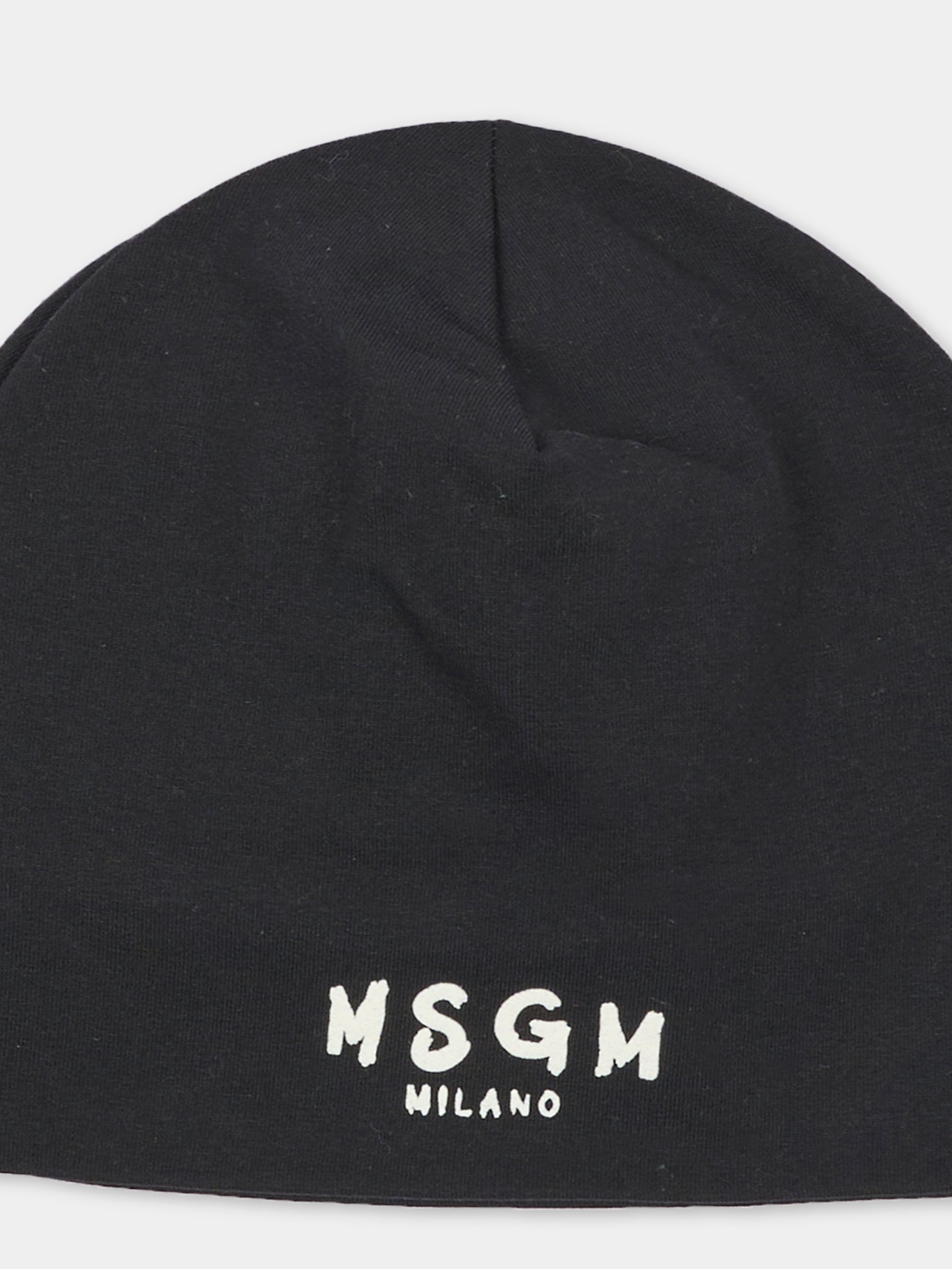 Berretto nero per bambini con logo,Msgm Kids,F6MSJUHT184 110