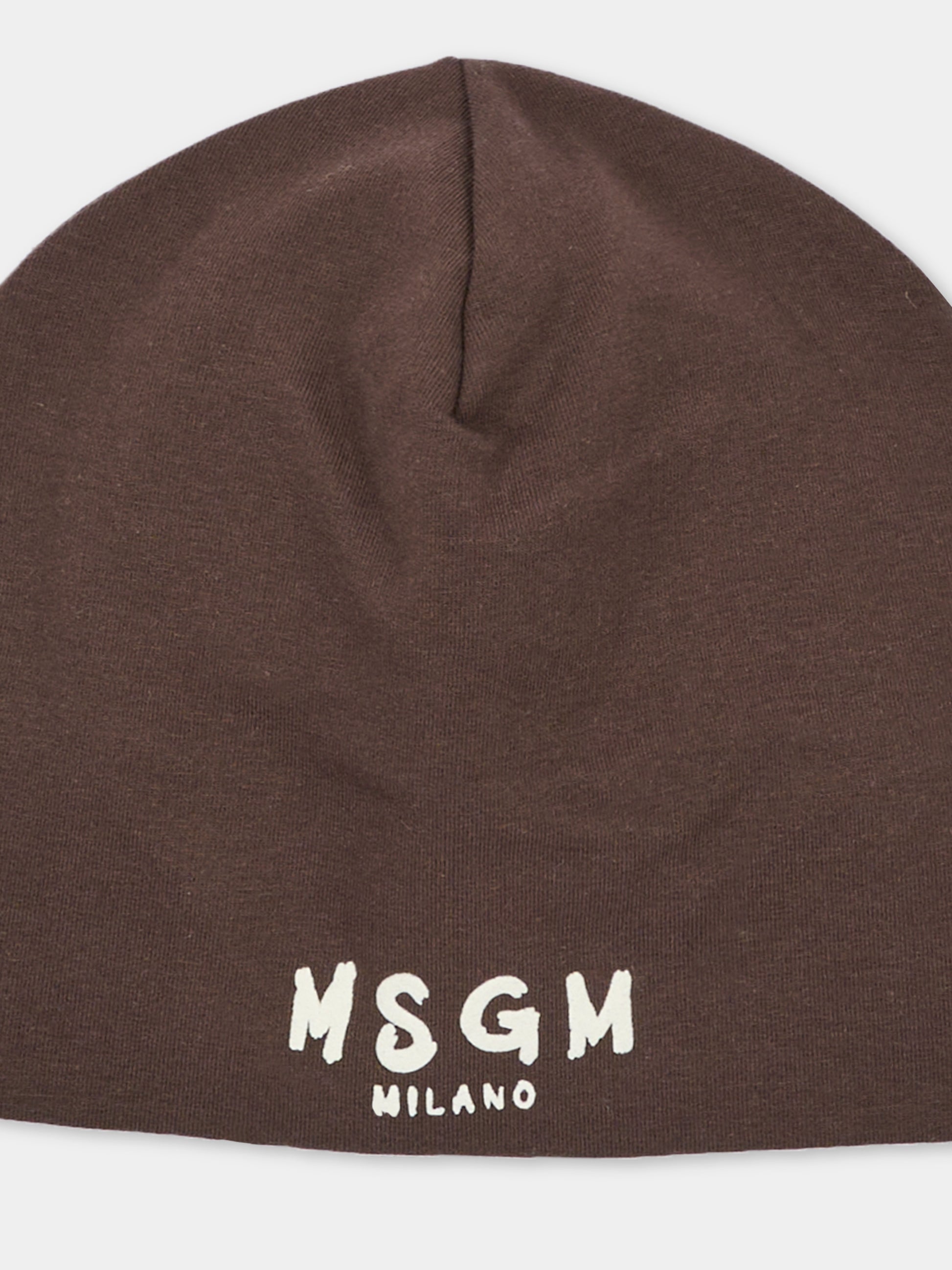 Berretto marrone per bambini con logo,Msgm Kids,F6MSJUHT184 943